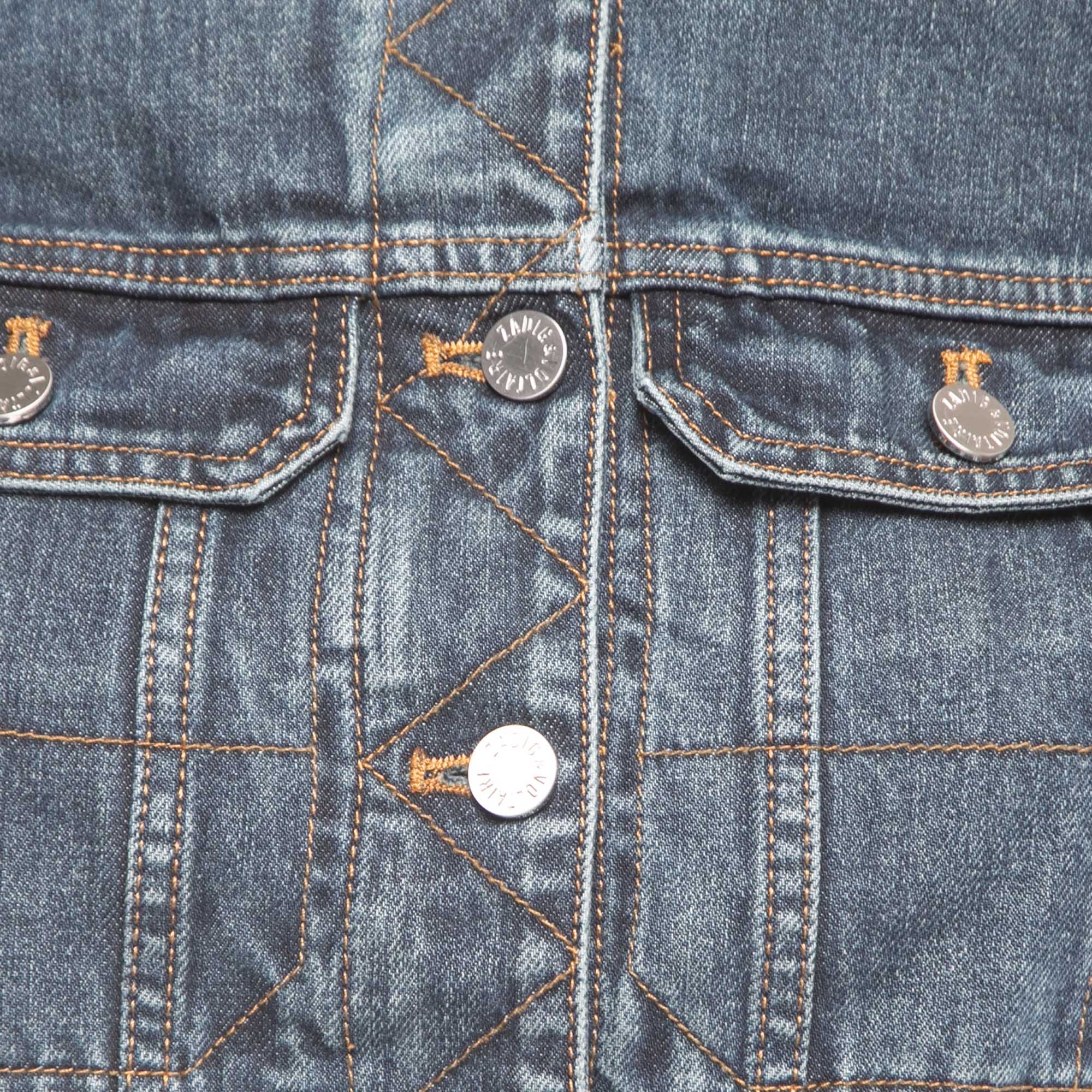 Zadig & Voltaire Blue Embroidered Denim  Button Front Denim Jacket M