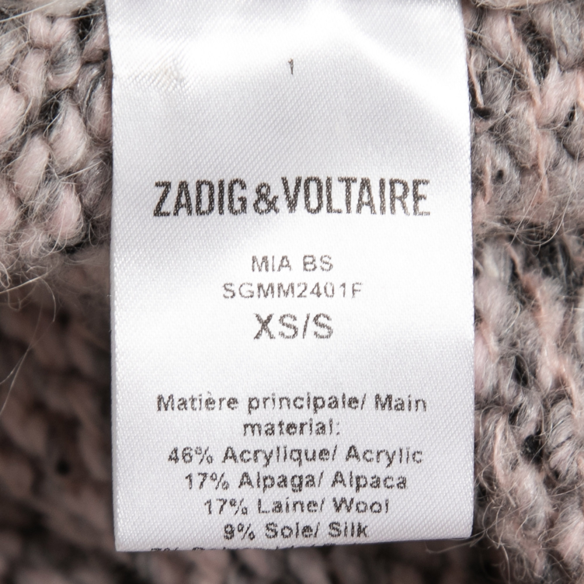 Zadig & Voltaire Grey Acrylic & Wool Open Front Long Cardigan XS/S