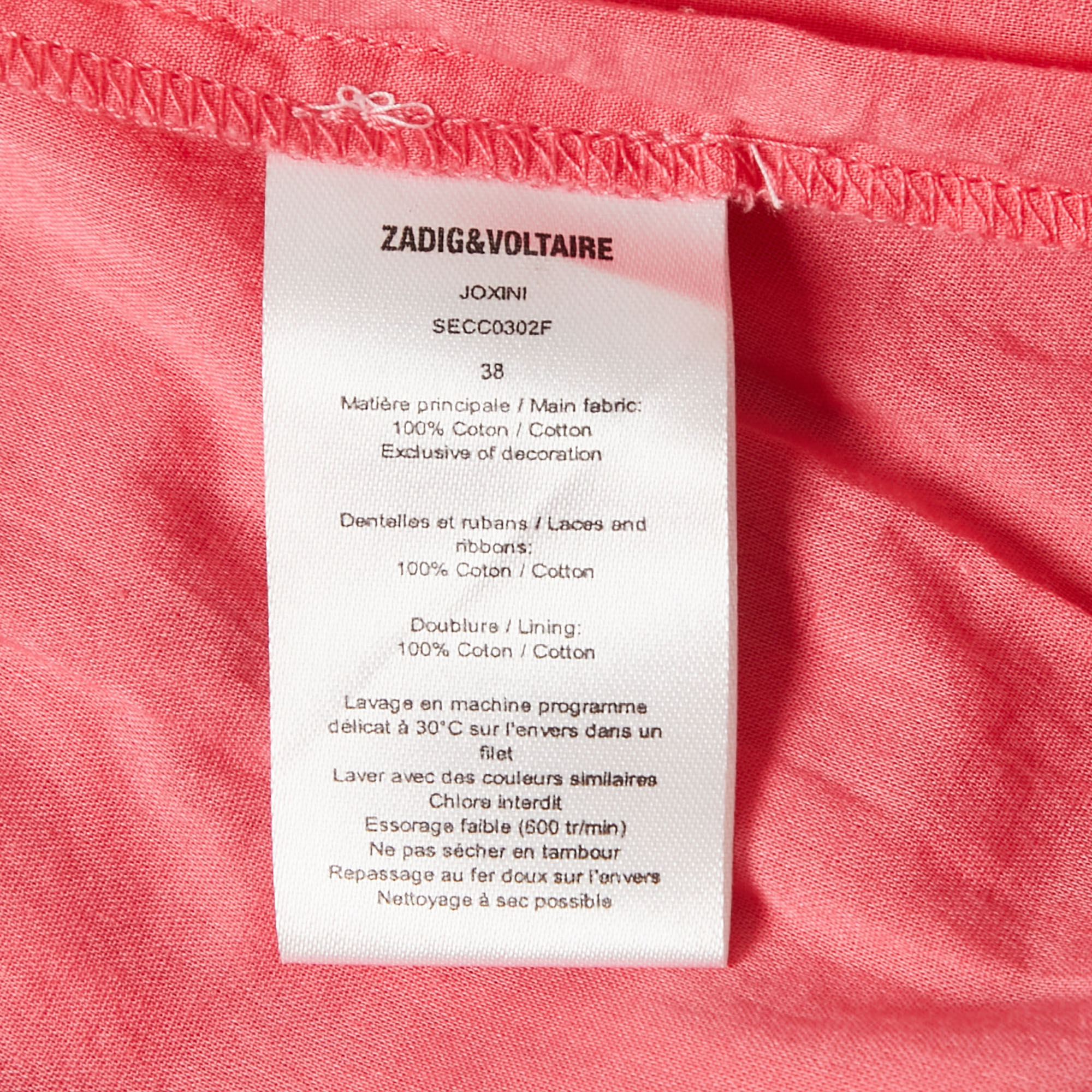Zadig & Voltaire Pink Cotton Flared Mini Skirt M