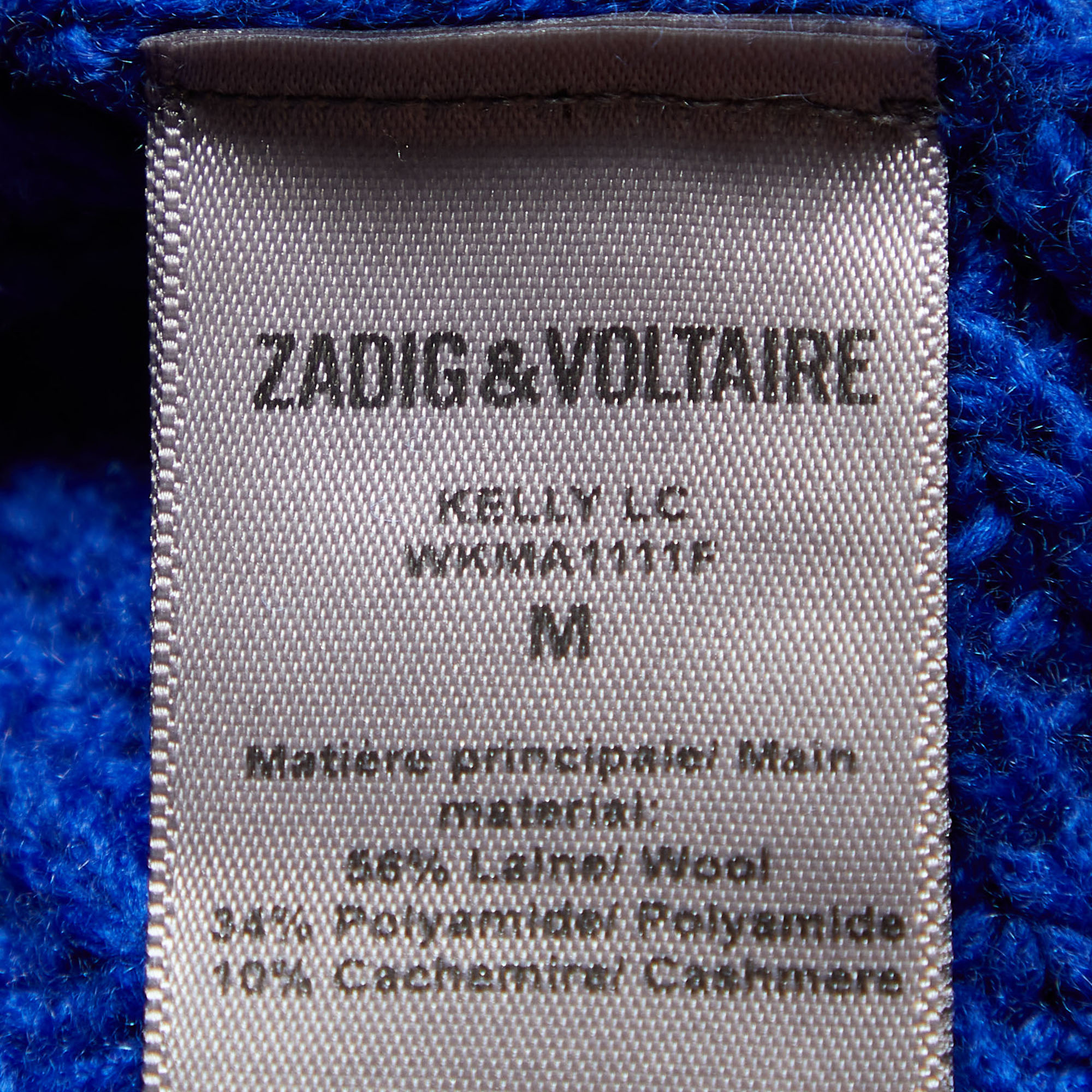 Zadig & Voltaire Defile Royal Blue Wool Knit Kelly Sweater M