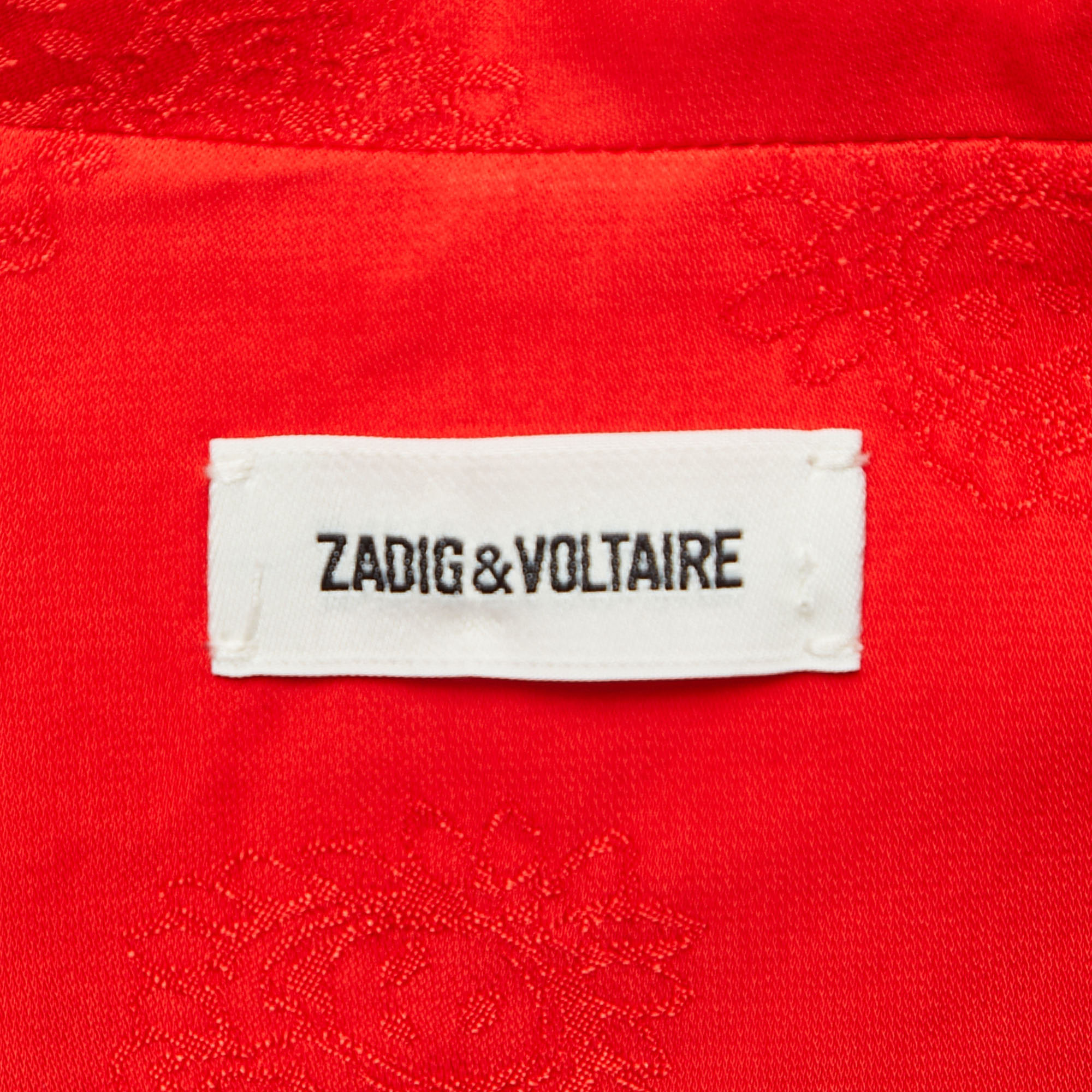 Zadig & Voltaire Red Patterned Crepe Open Front Blazer S