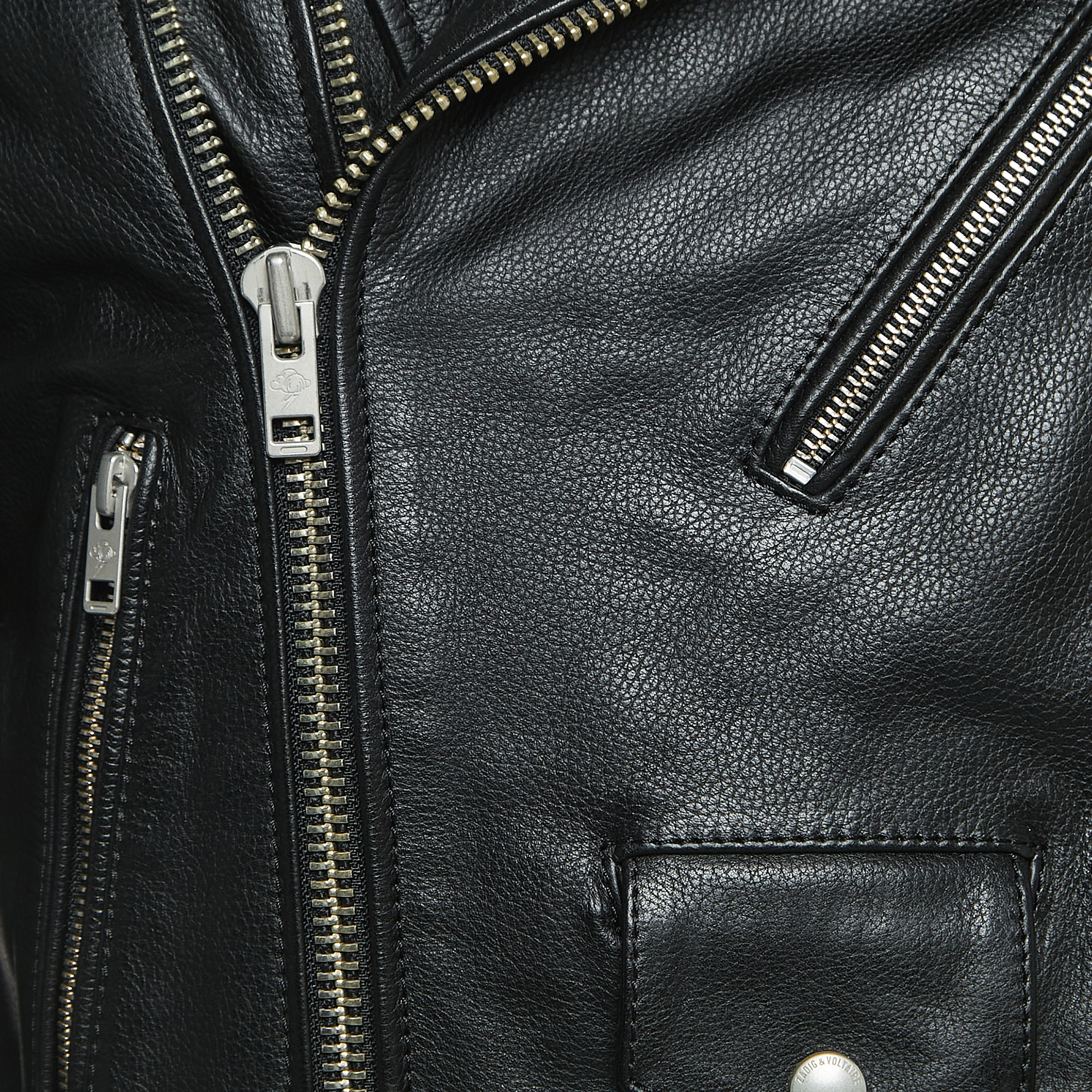 Zadig & Voltaire Black Leather Biker Jacket L