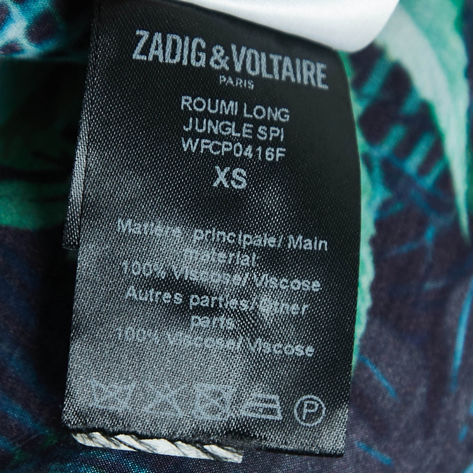 Zadig & Voltaire Multicolor Jungle Print Crepe Long Sleeve Maxi Dress XS