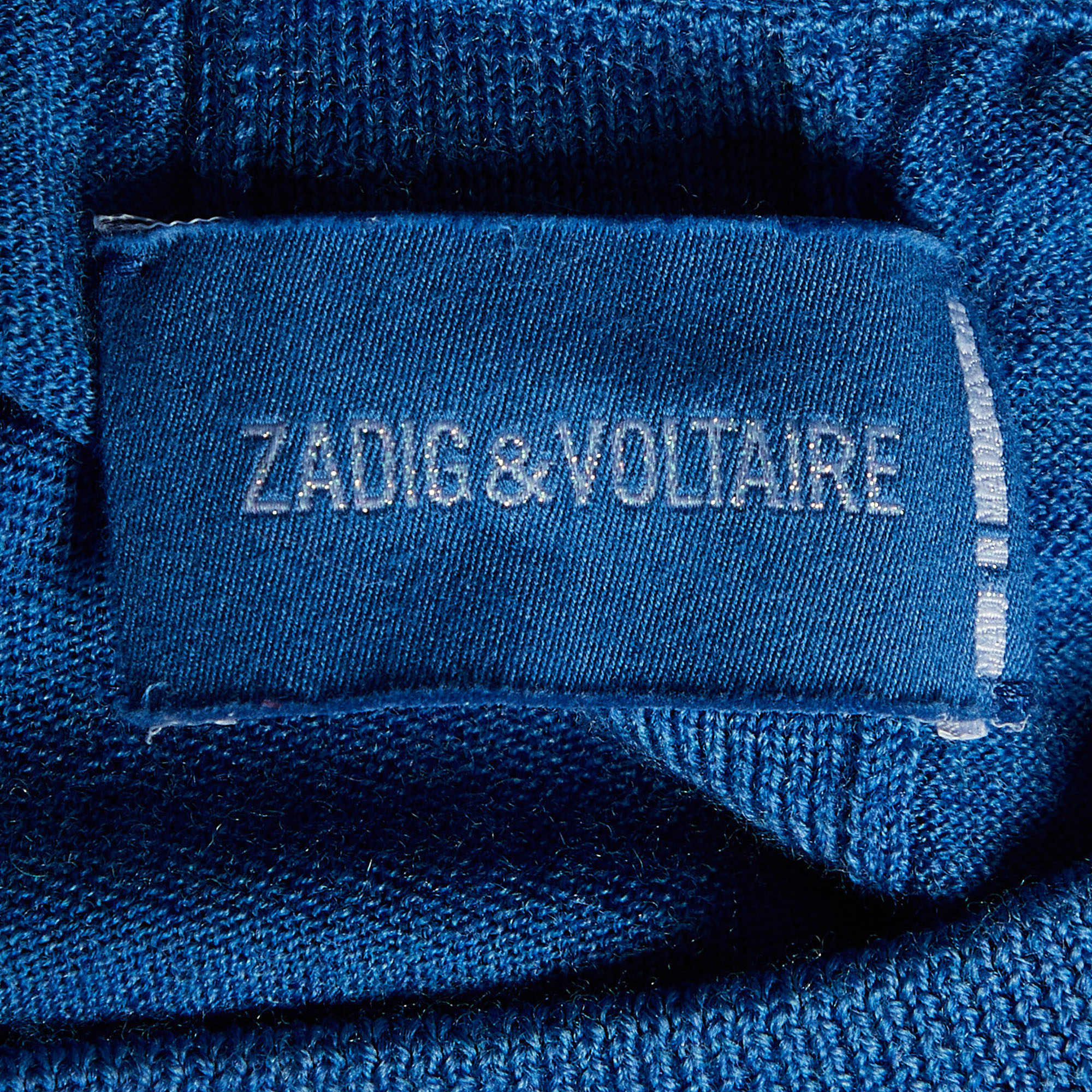 Zadig & Voltaire Blue Logo Intarsia Wool Knit Jumper XS