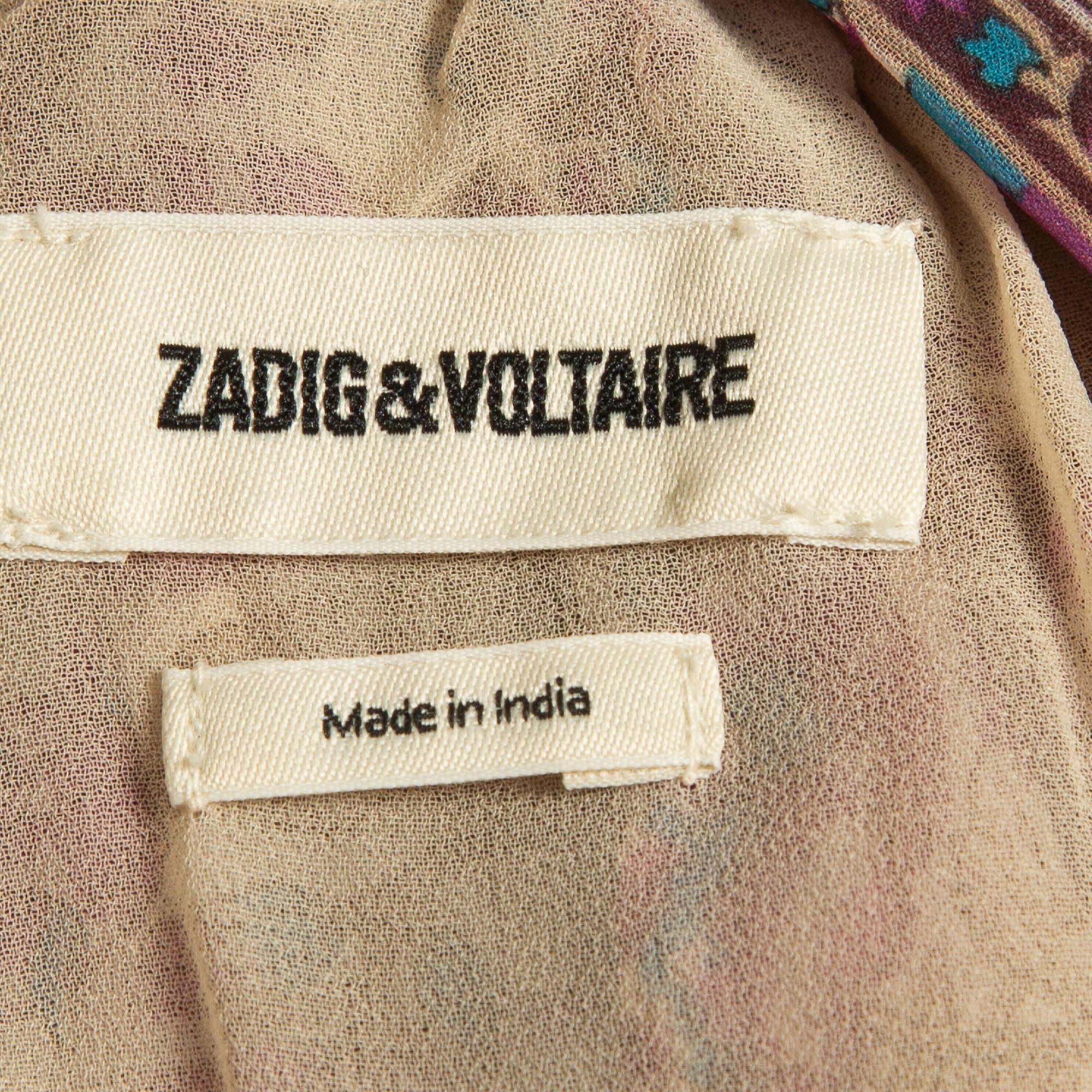 Zadig & Voltaire Multicolor Joslin Print Chiffon High Low Midi Skirt M