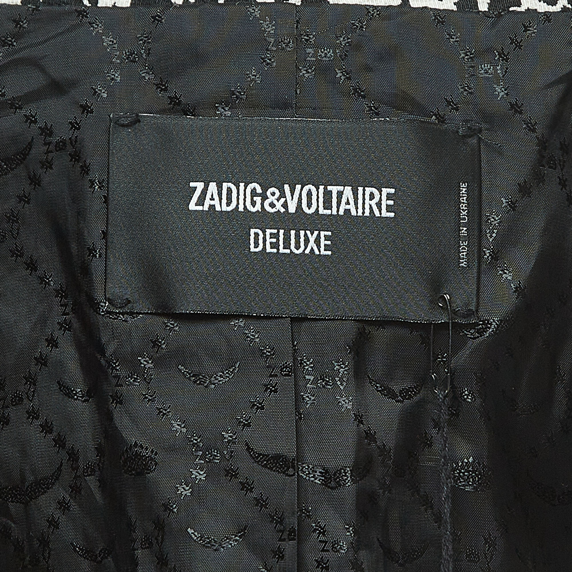 Zadig & Voltaire Black/White Animal Skin Jacquard Single Breasted Blazer M