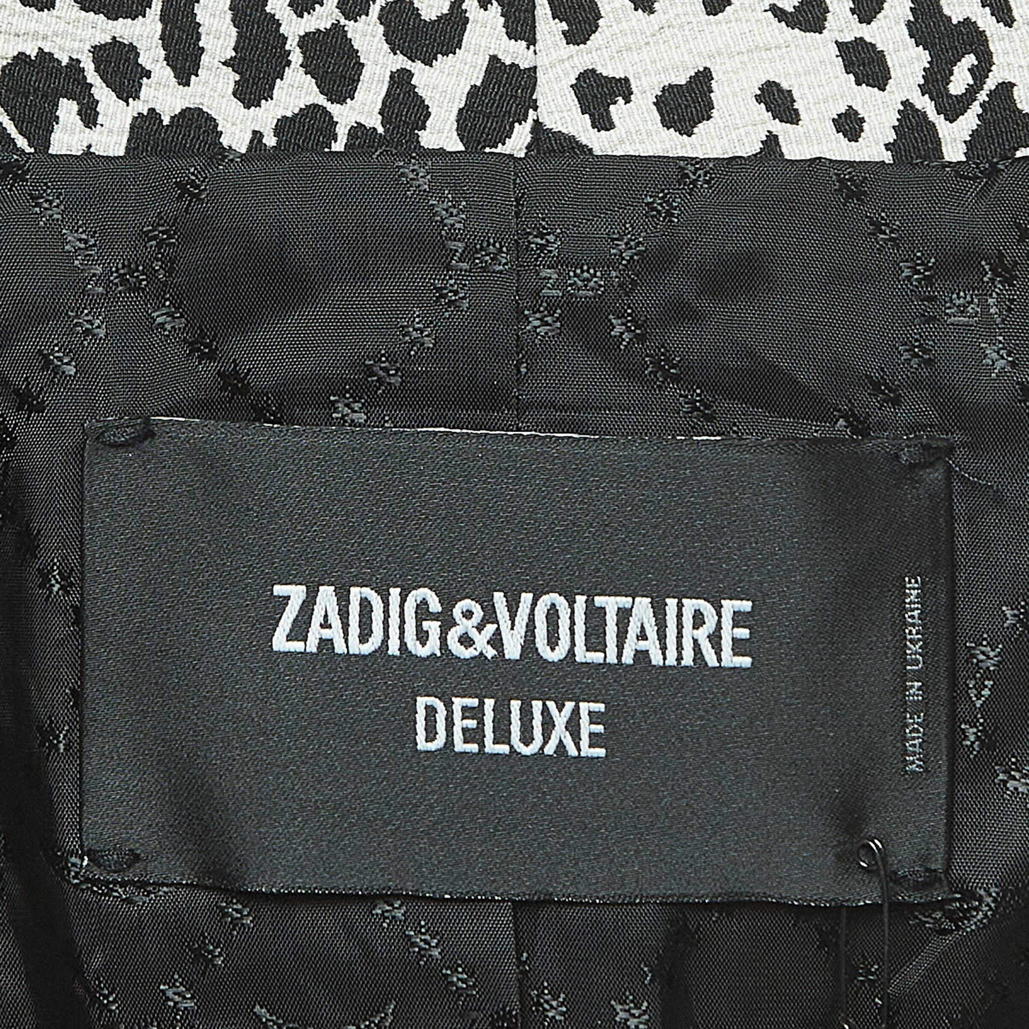 Zadig & Voltaire Black/White Animal Skin Jacquard Single Breasted Blazer M