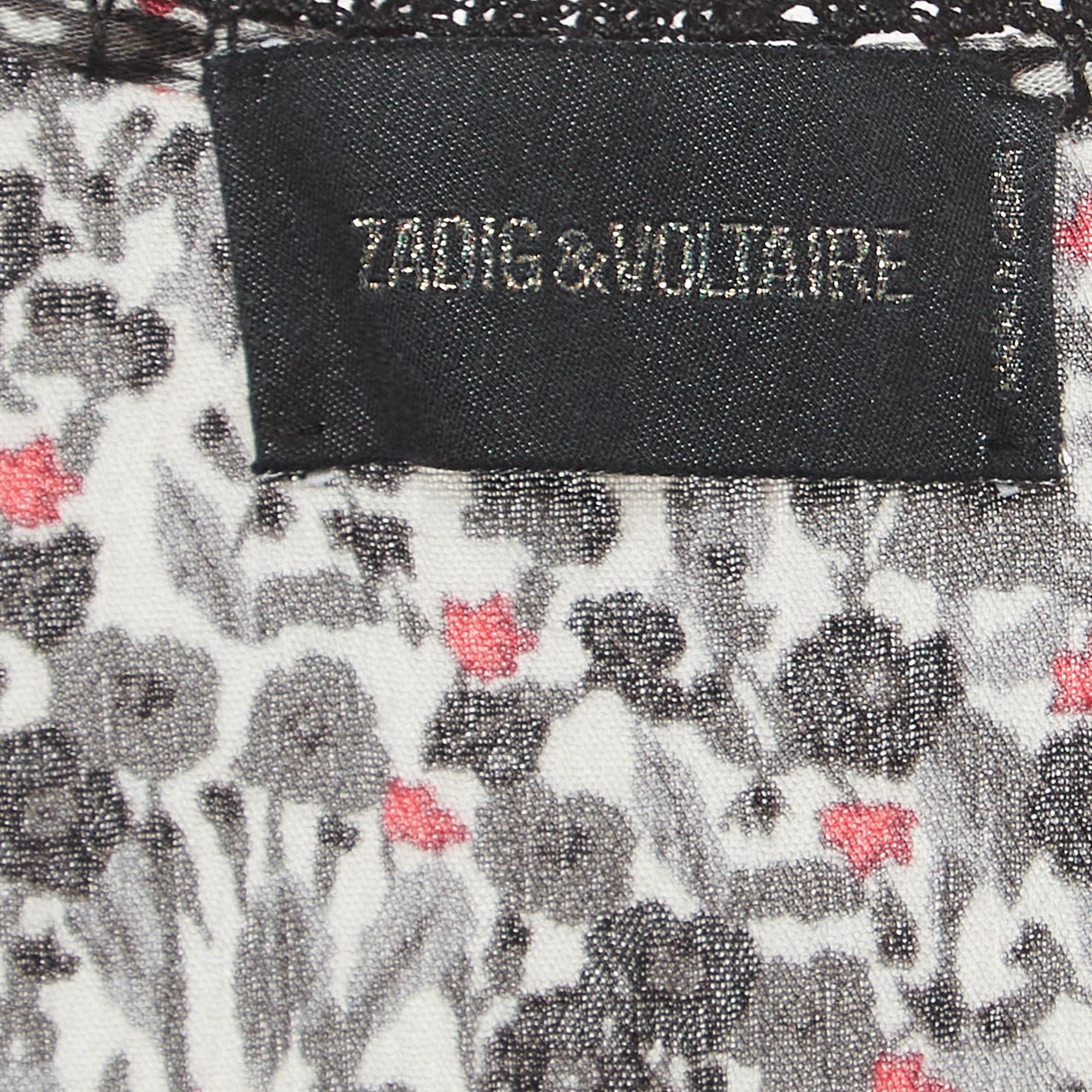 Zadig & Voltaire Black Floral Print Lace Trimmed Rivale Midi Dress M
