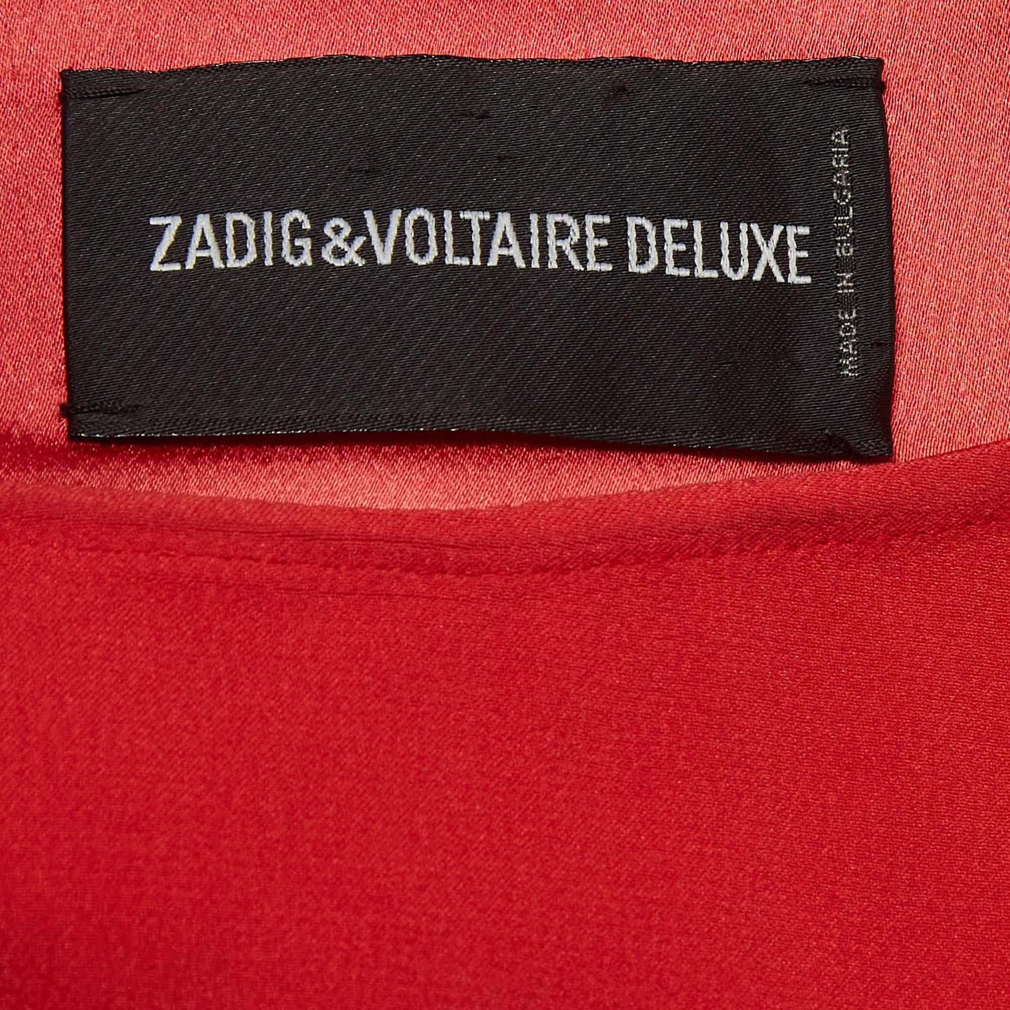 Zadig & Voltaire Red Crepe Cut-Out Detail Sleeveless Mini Raff Dress XS