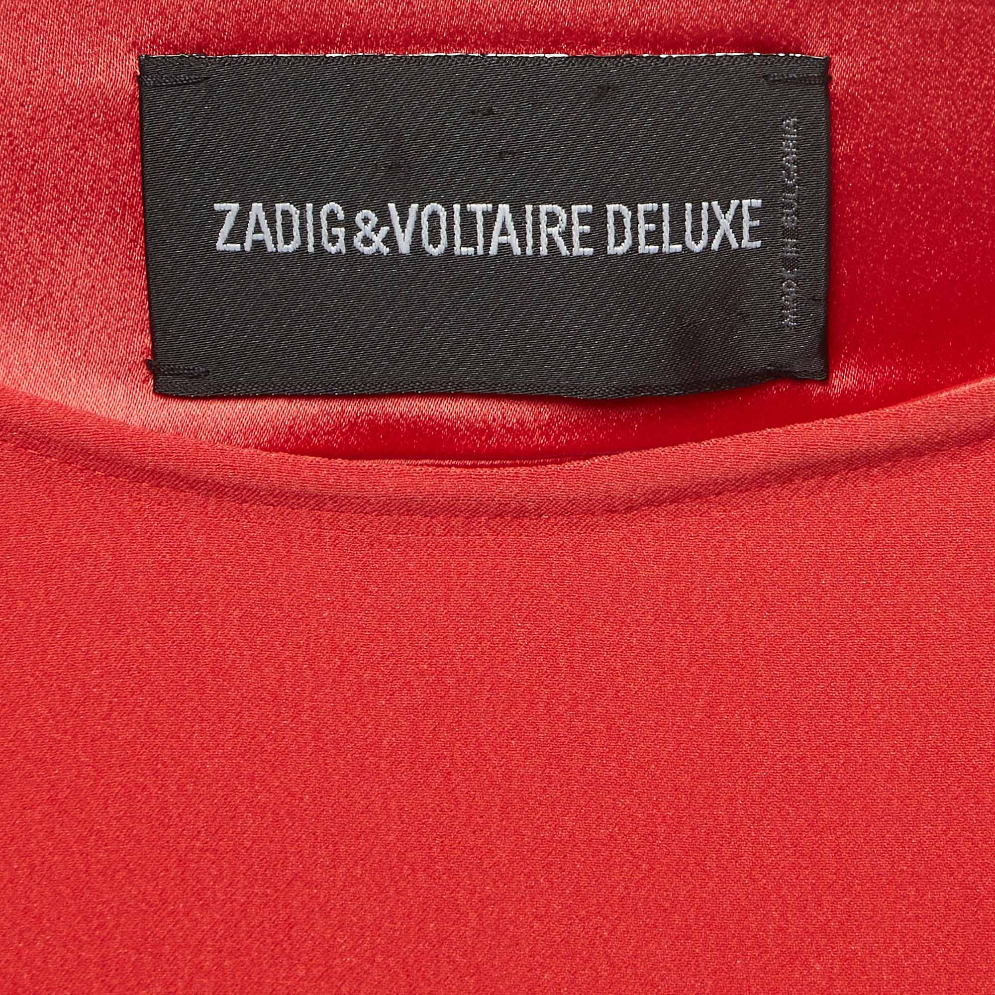 Zadig & Voltaire Red Crepe Cut-Out Detail Sleeveless Mini Raff Dress XS