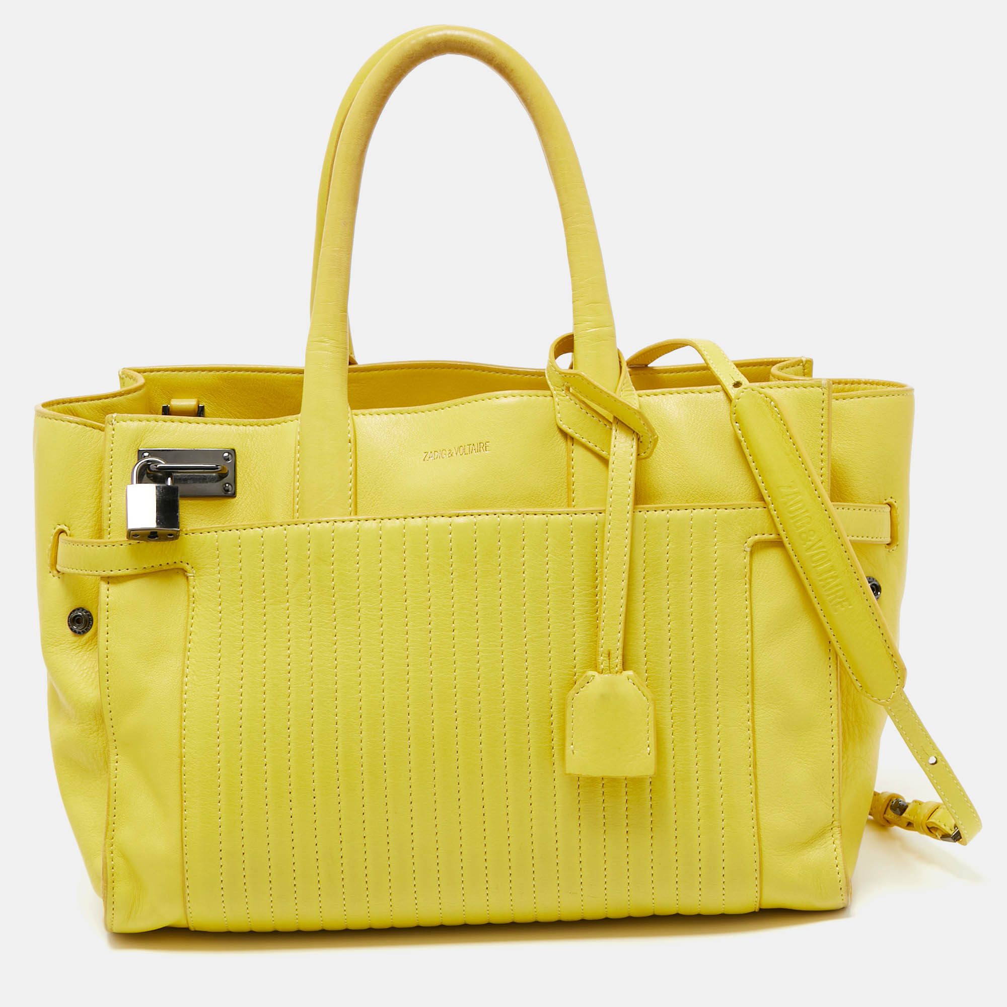 Zadig & voltaire yellow leather medium candide tote