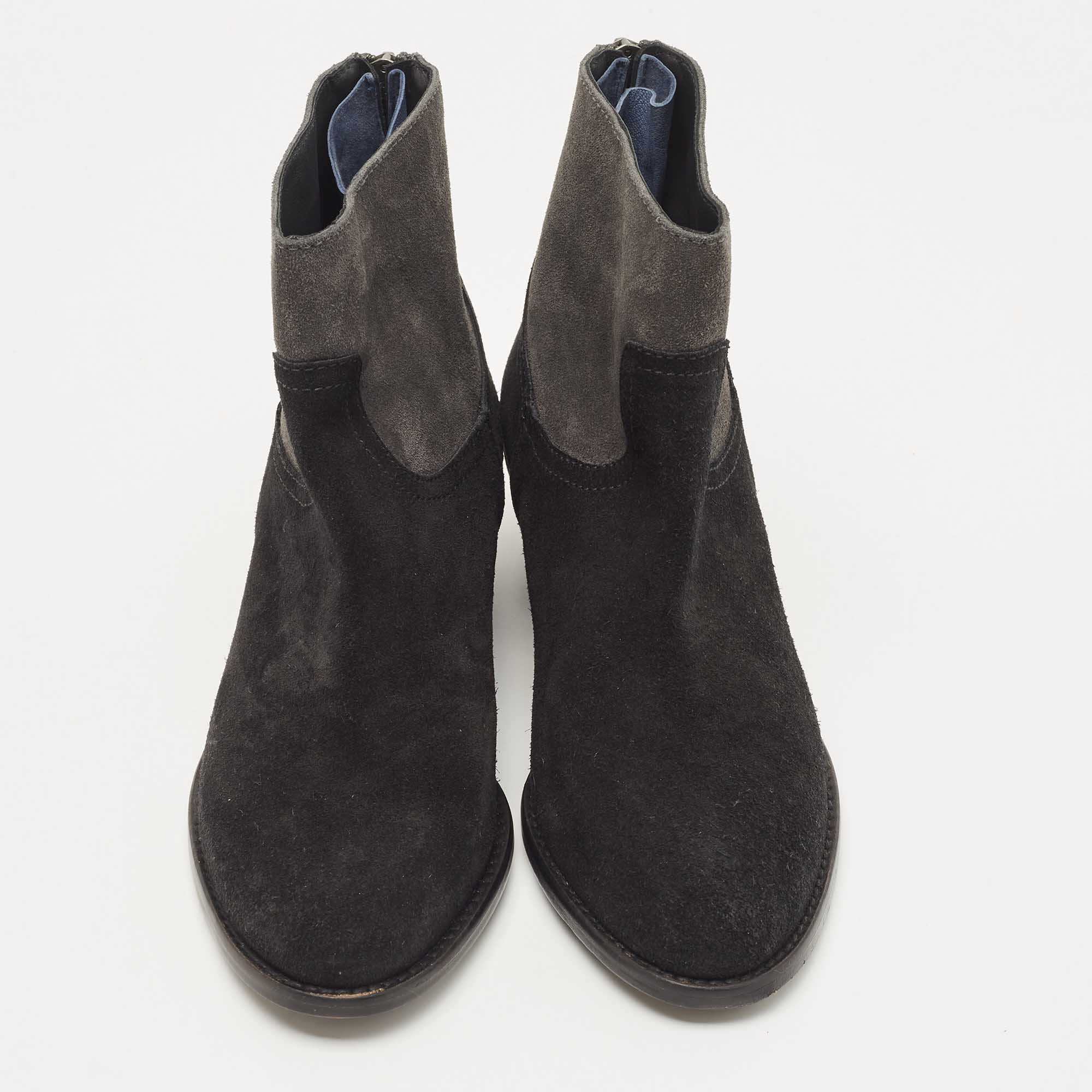 Zadig & Voltaire Black Suede Teddy Ankle Boots Size 36