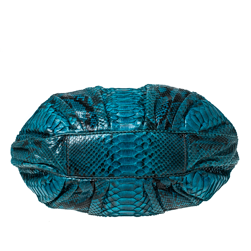 Zagliani Blue Python Leather Hobo