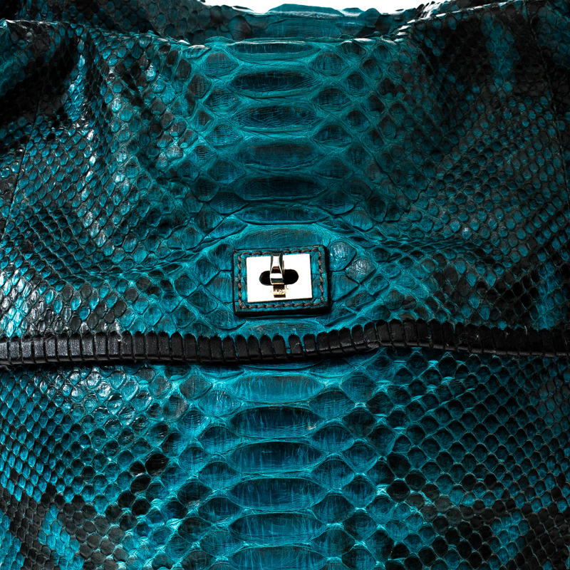 Zagliani Blue Python Leather Hobo