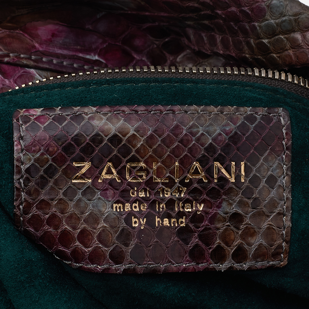 Zagliani Multicolor Python Leather Chain Hobo