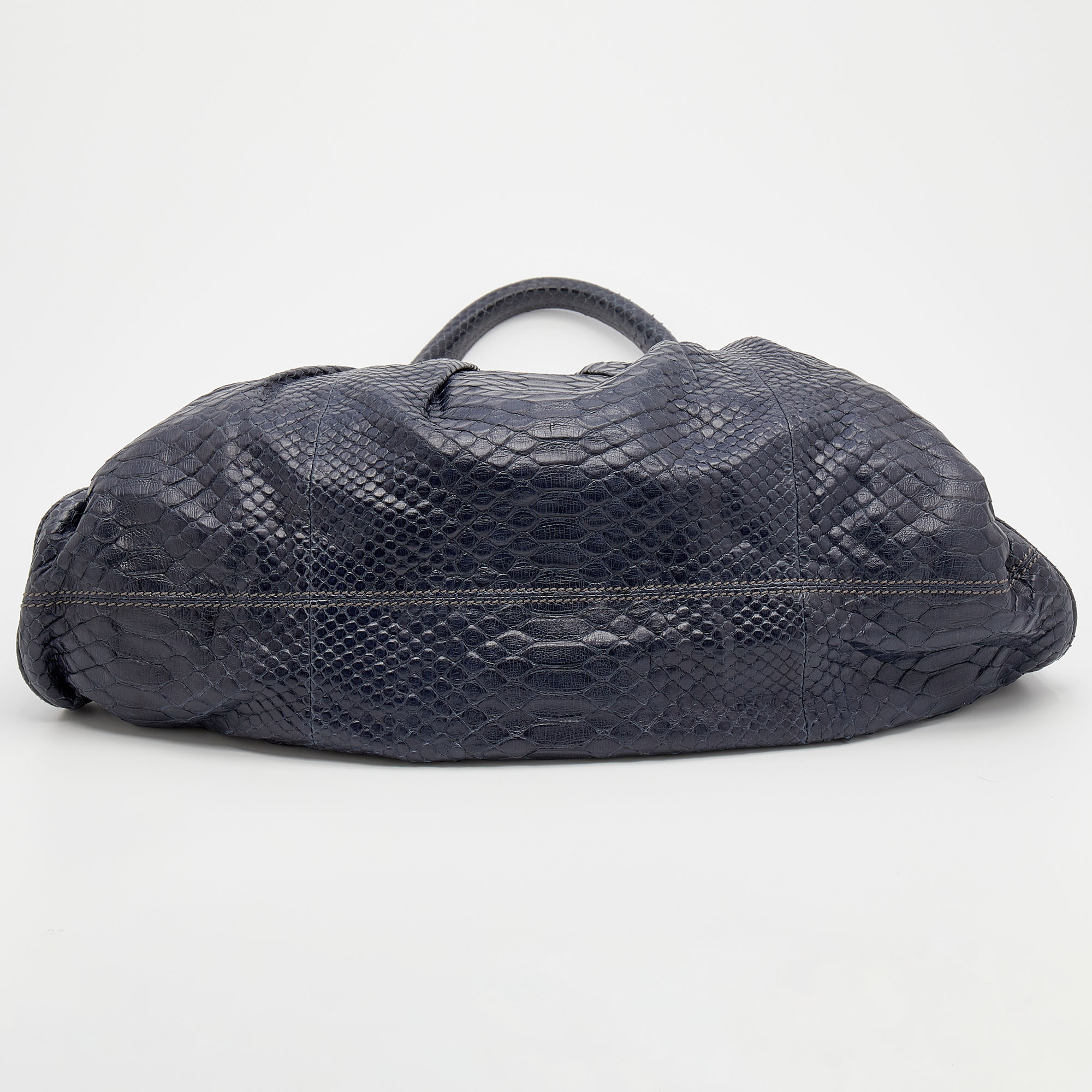 Zagliani Blue Python Procida Top Handle Bag