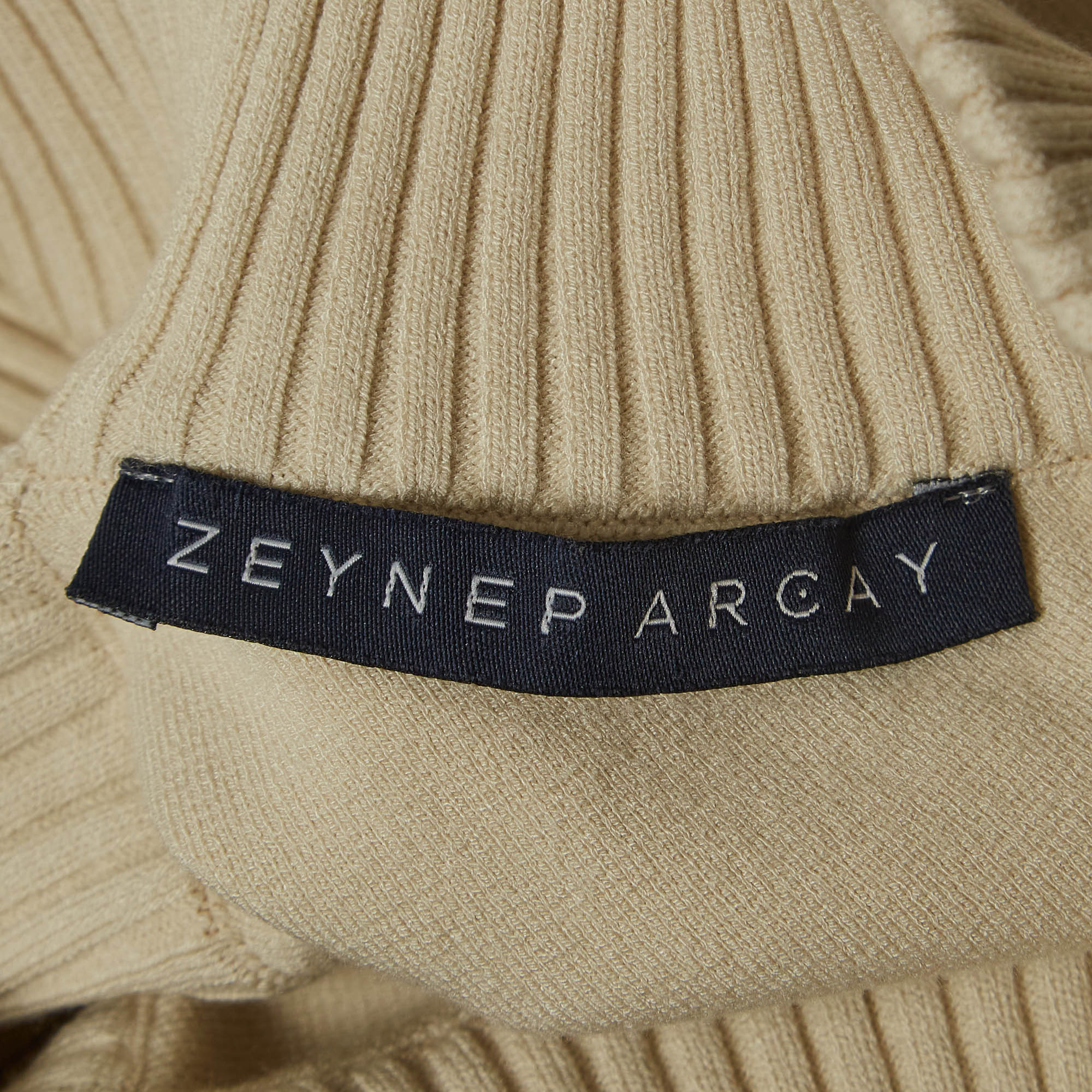 Zeynep Arcay Beige Stretch Knit Bodysuit S