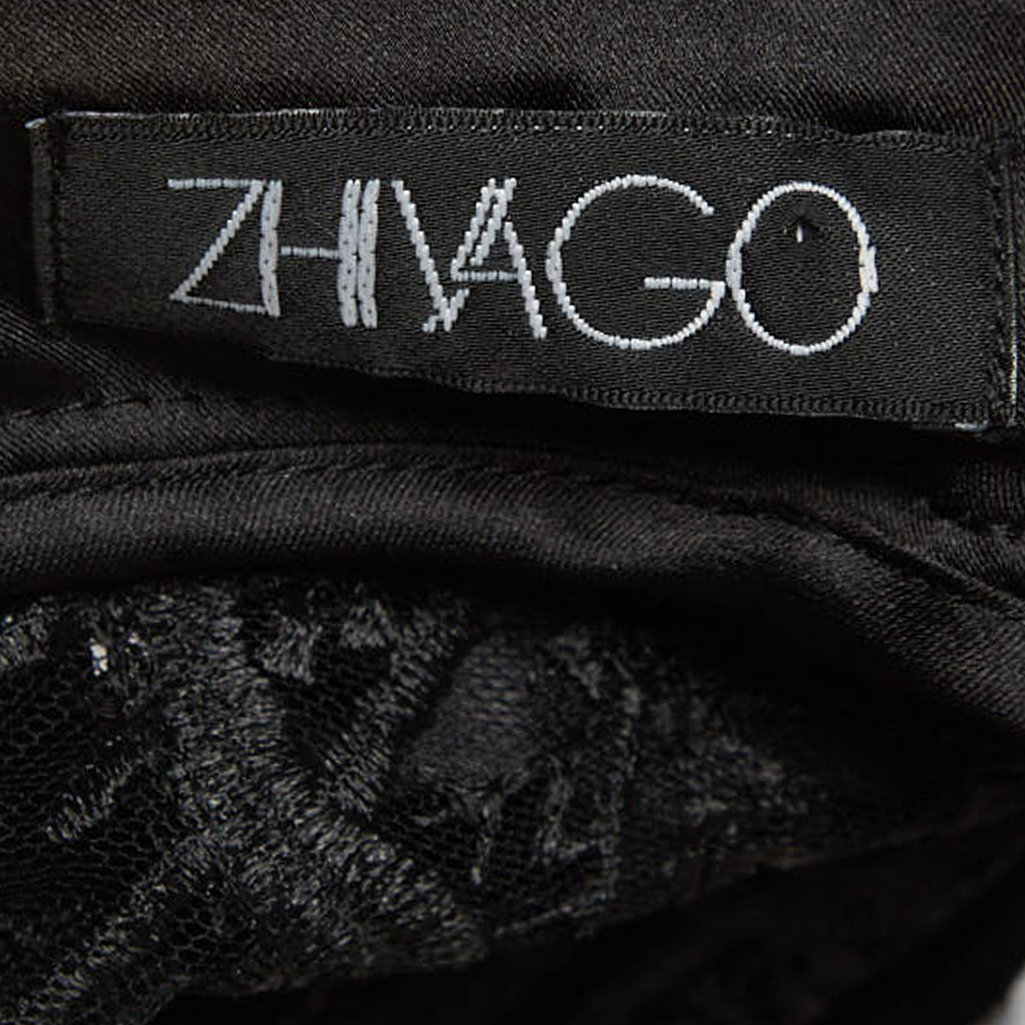 Zhivago Black Embroidered Mesh High Neck Sheer Top M