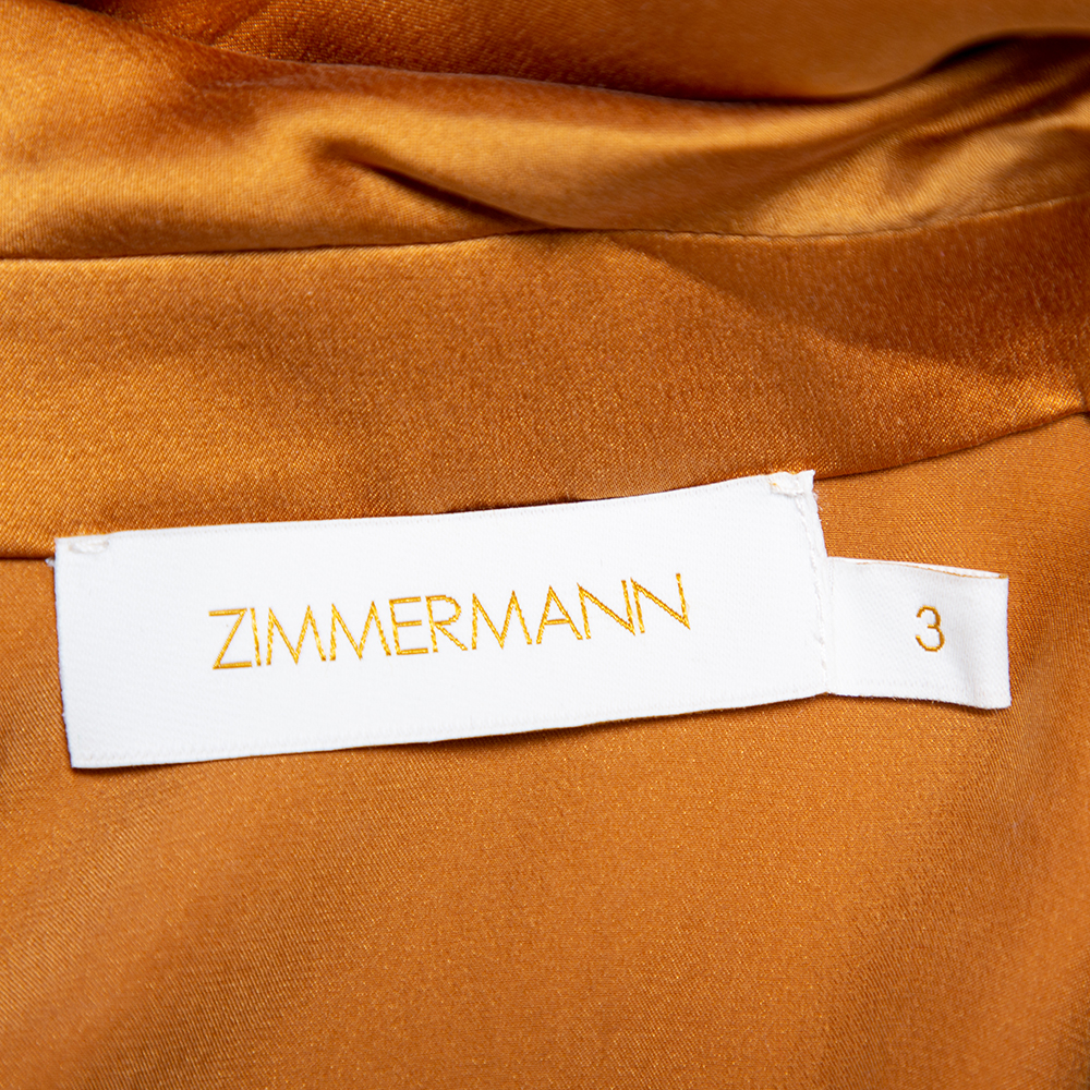 Zimmermann Gold Satin Faux Wrap Belted Playsuit L