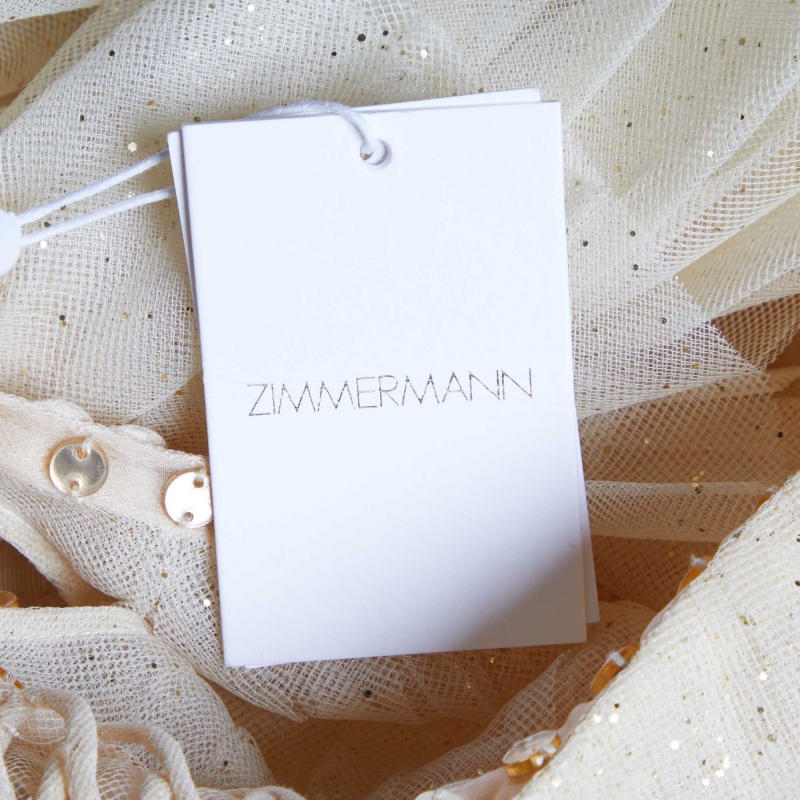 Zimmermann Cream Embellished Glitter Tulle Dancer Ruffled Top XS