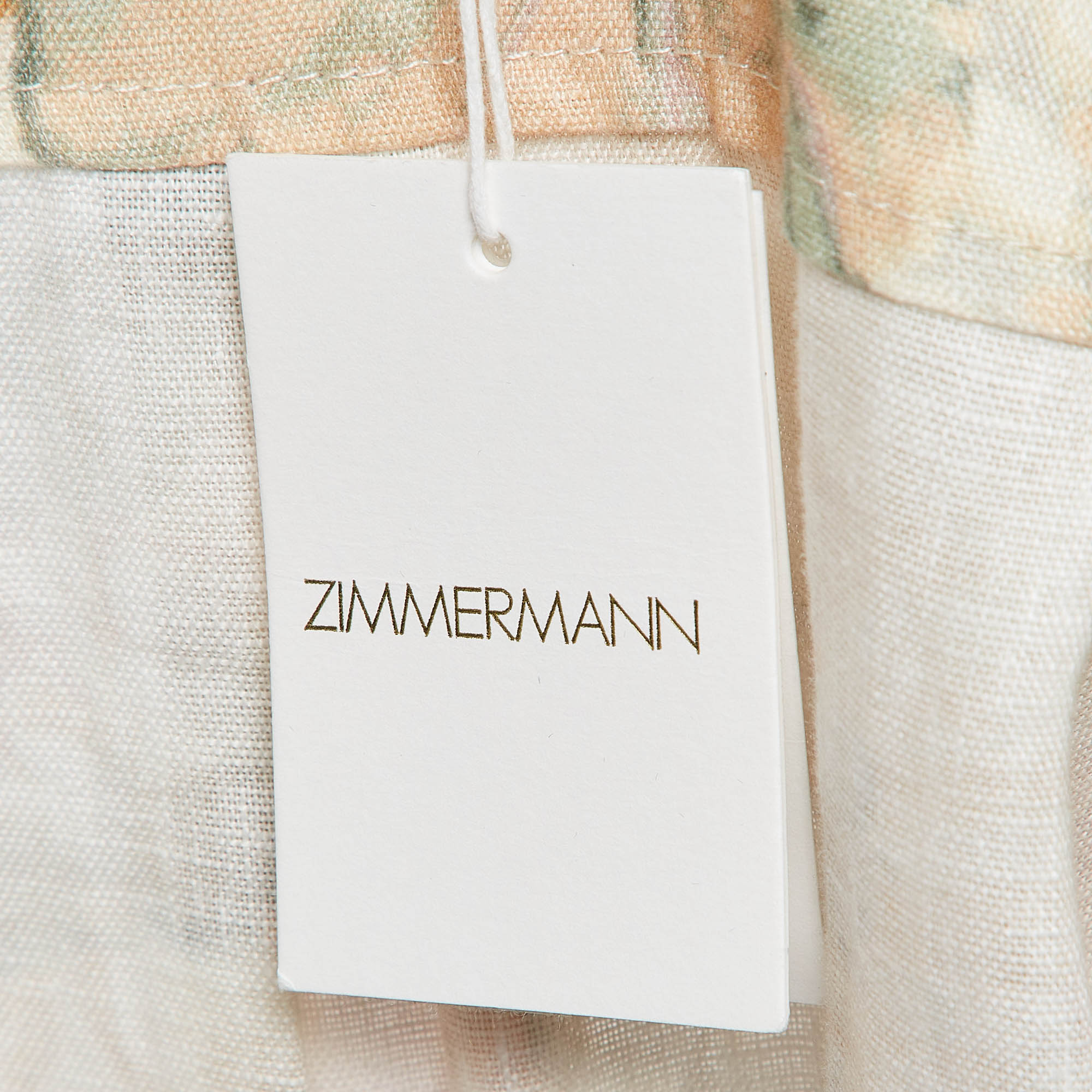 Zimmermann Beige Floral Print Linen Belted Jumpsuit S