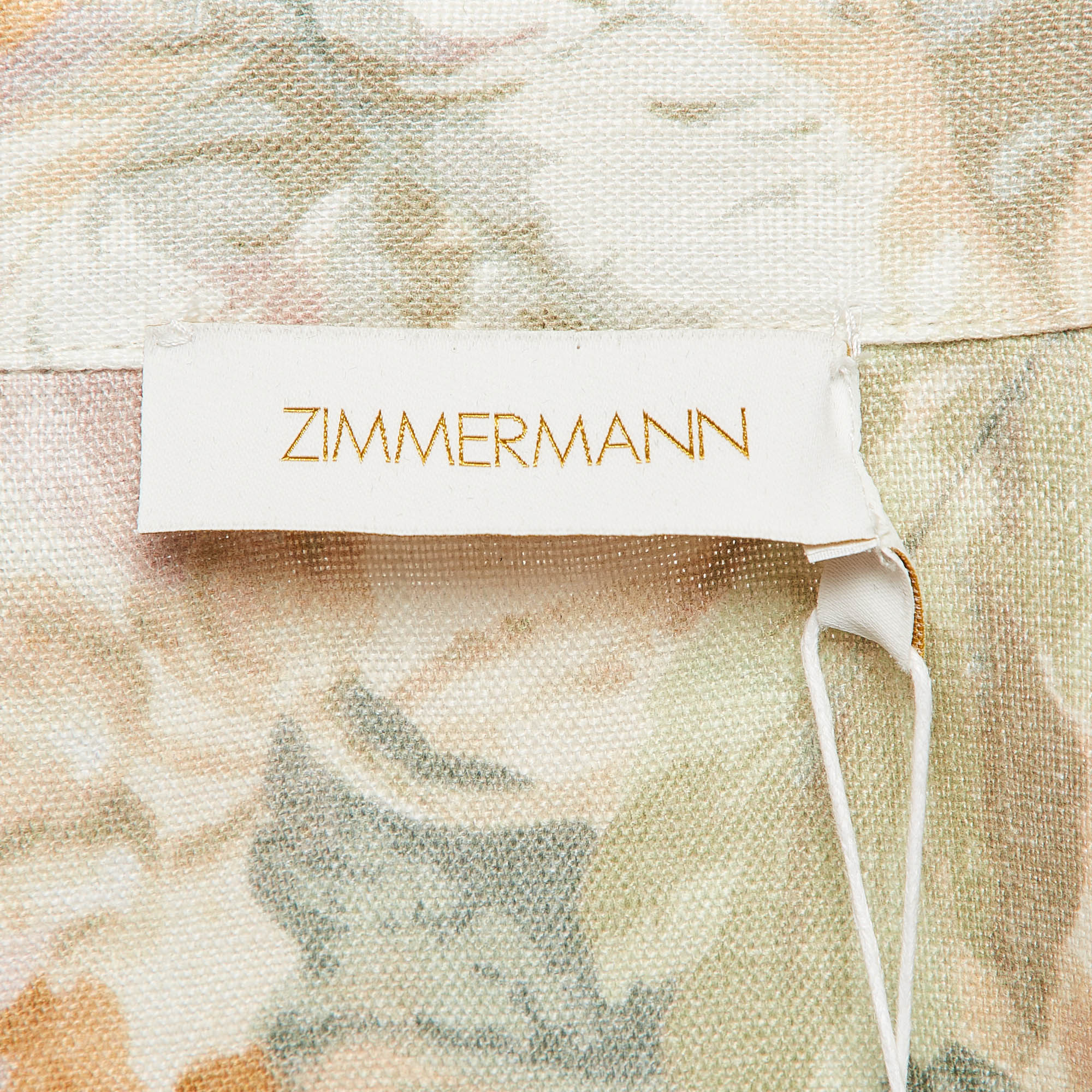 Zimmermann Beige Floral Print Linen Belted Jumpsuit S