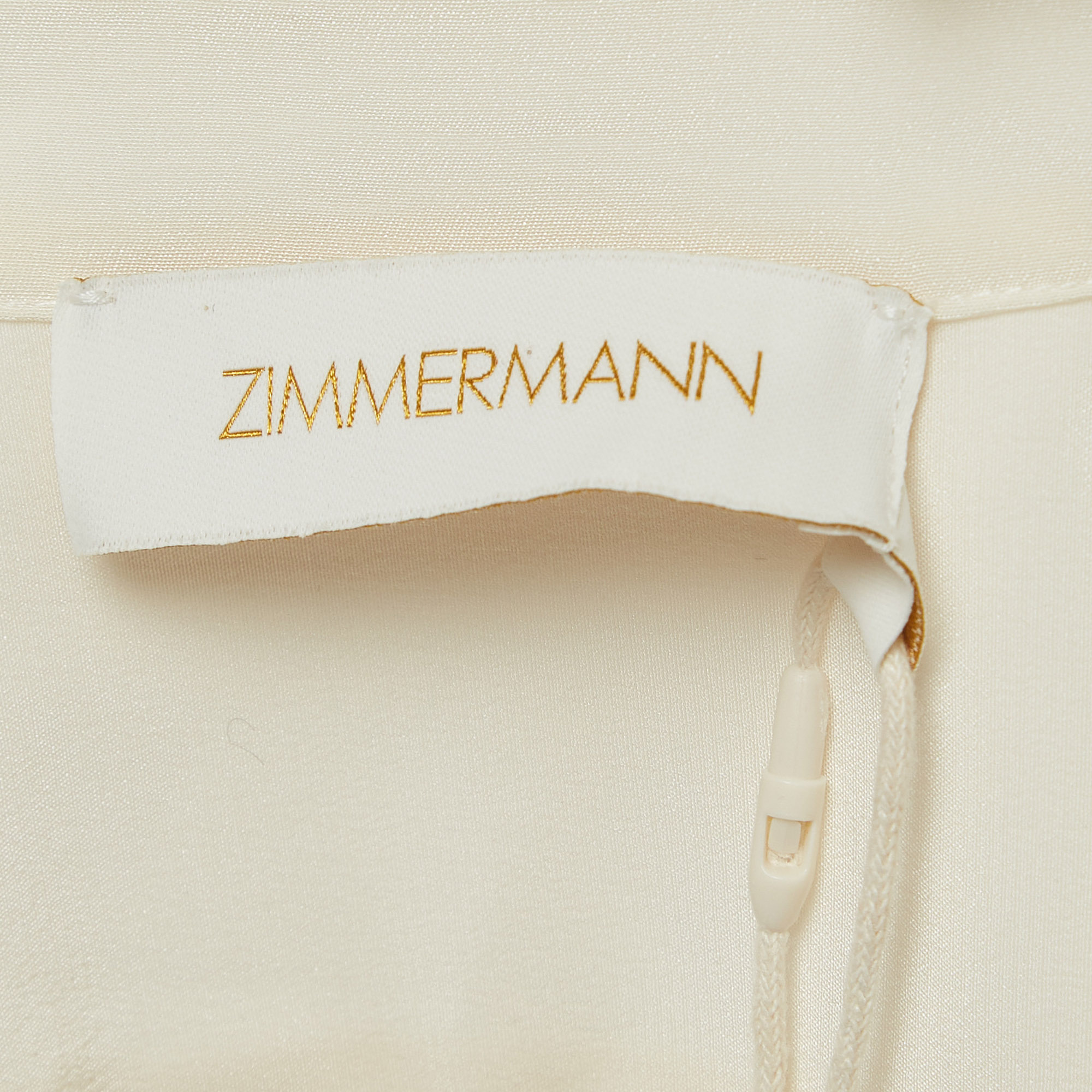 Zimmermann Ivory White Silk Pleated Frill Midi Dress S