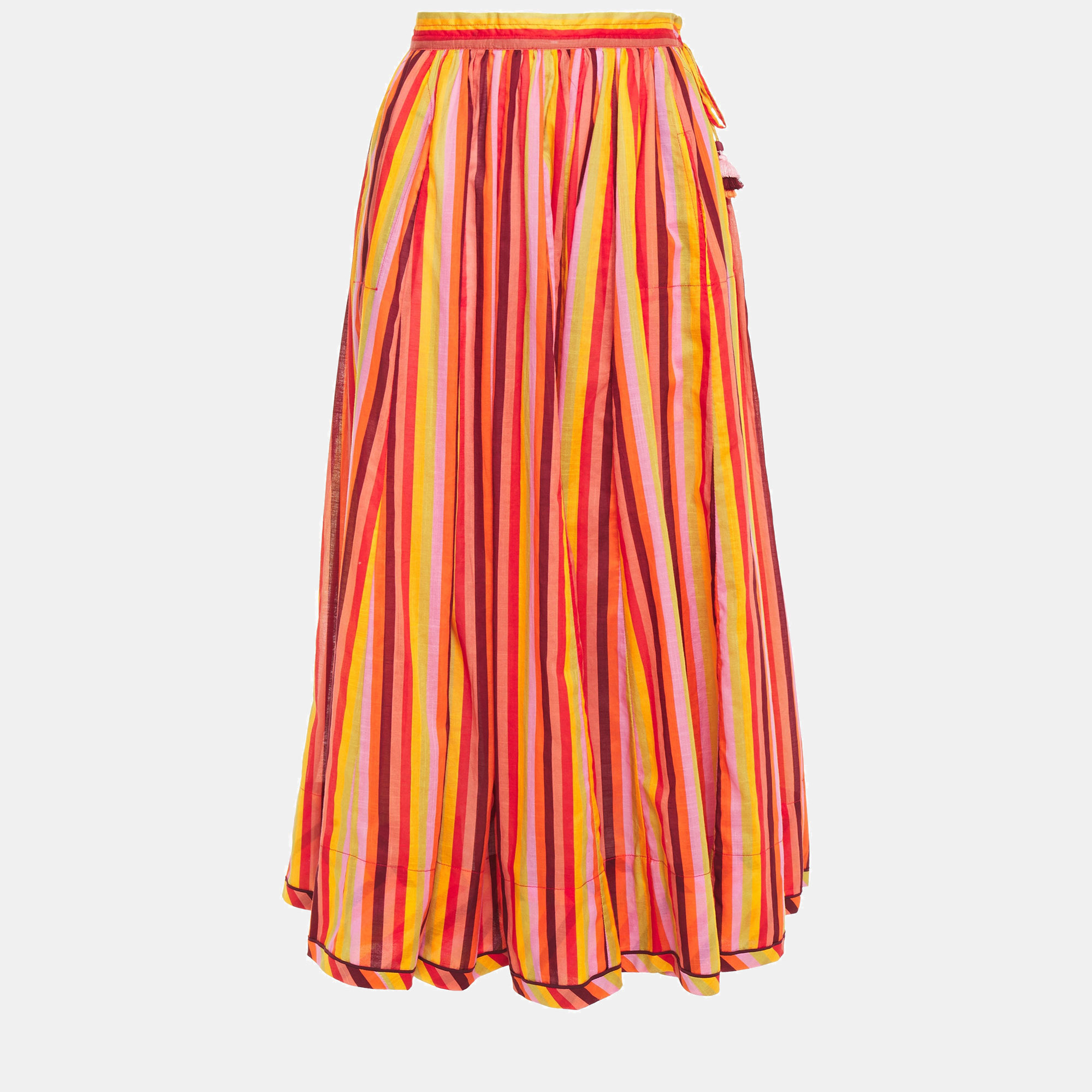 Zimmermann multicolor striped cotton midi skirt size s (1)
