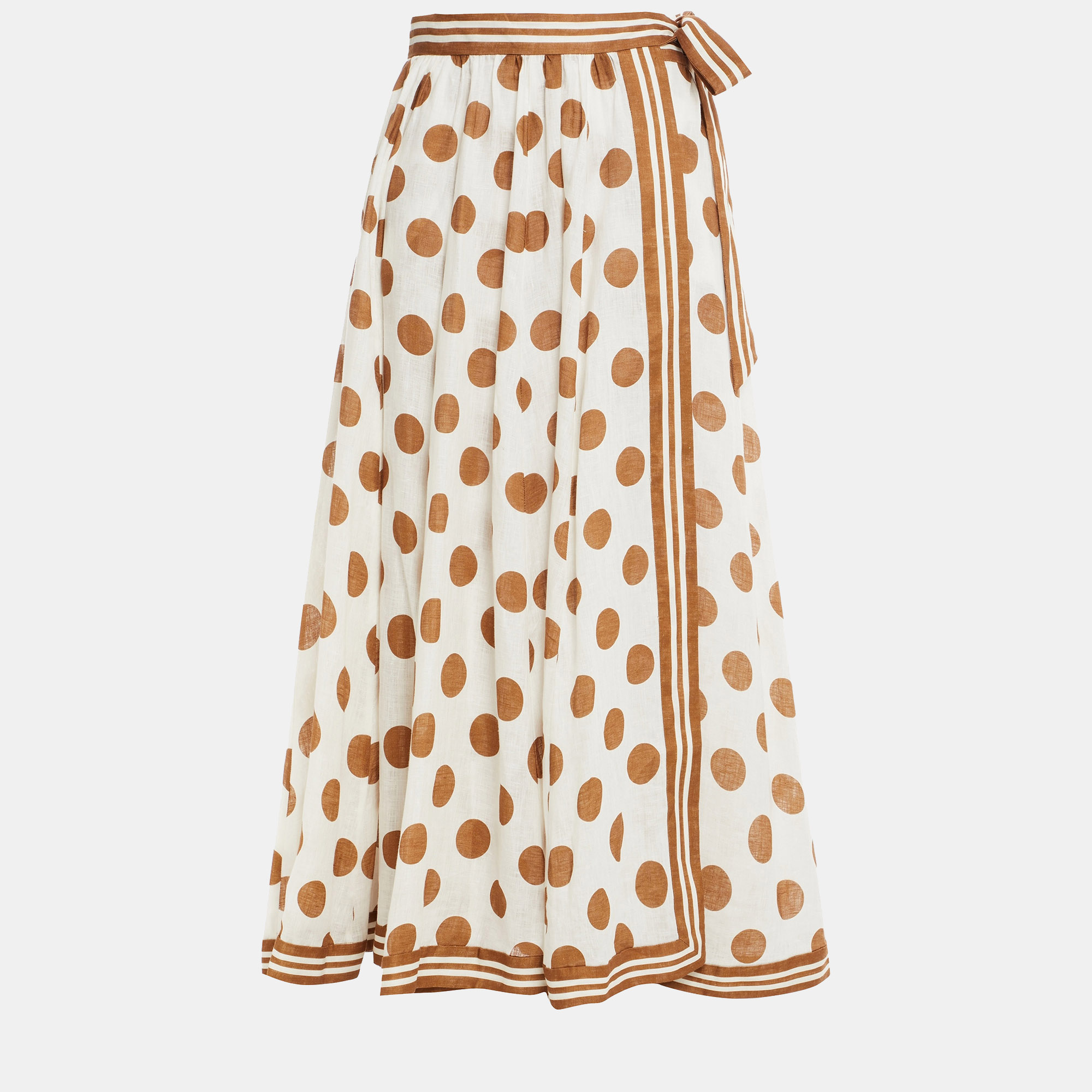 Zimmermann white/brown dotted linen skirt m