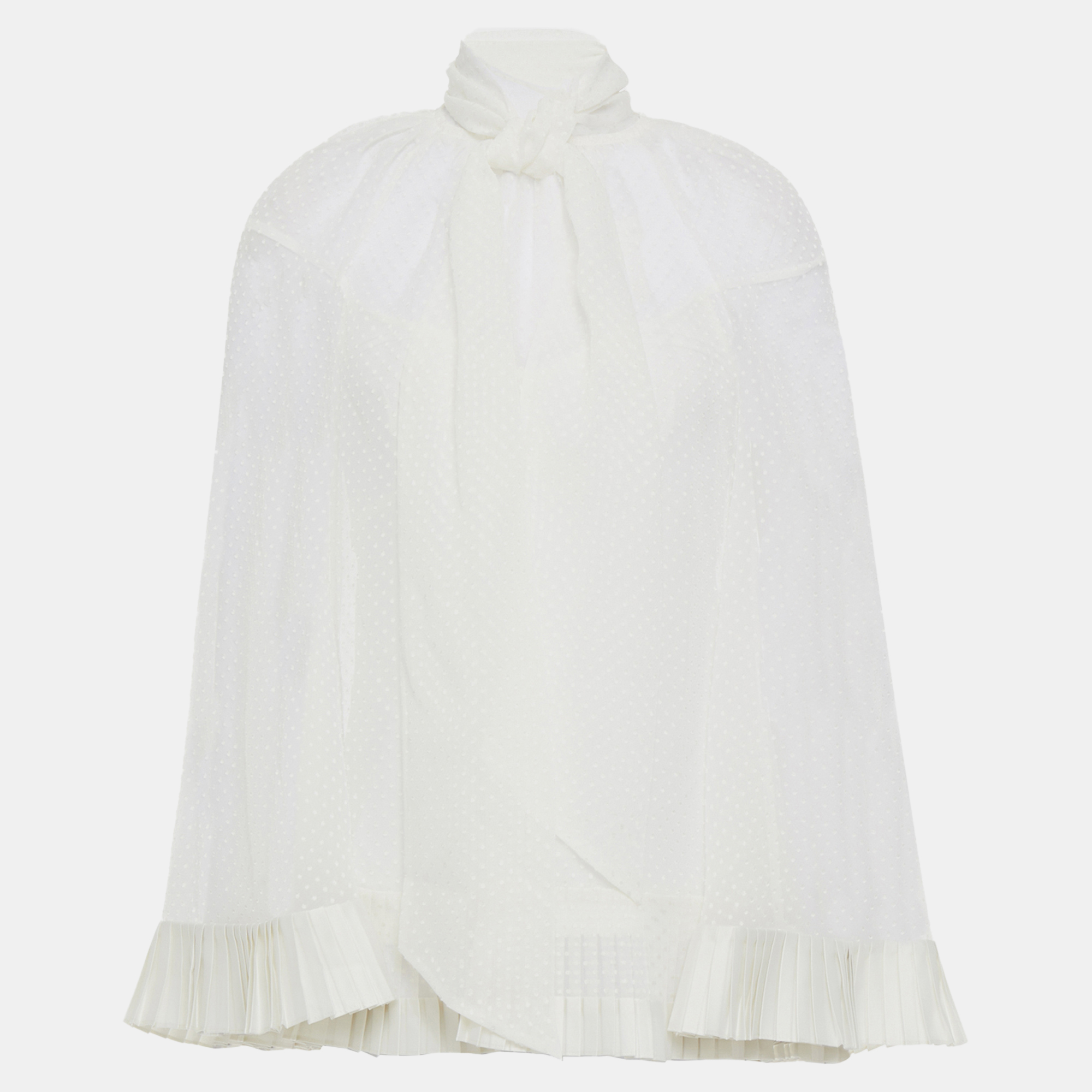 Zimmermann white dotted chiffon blouse l