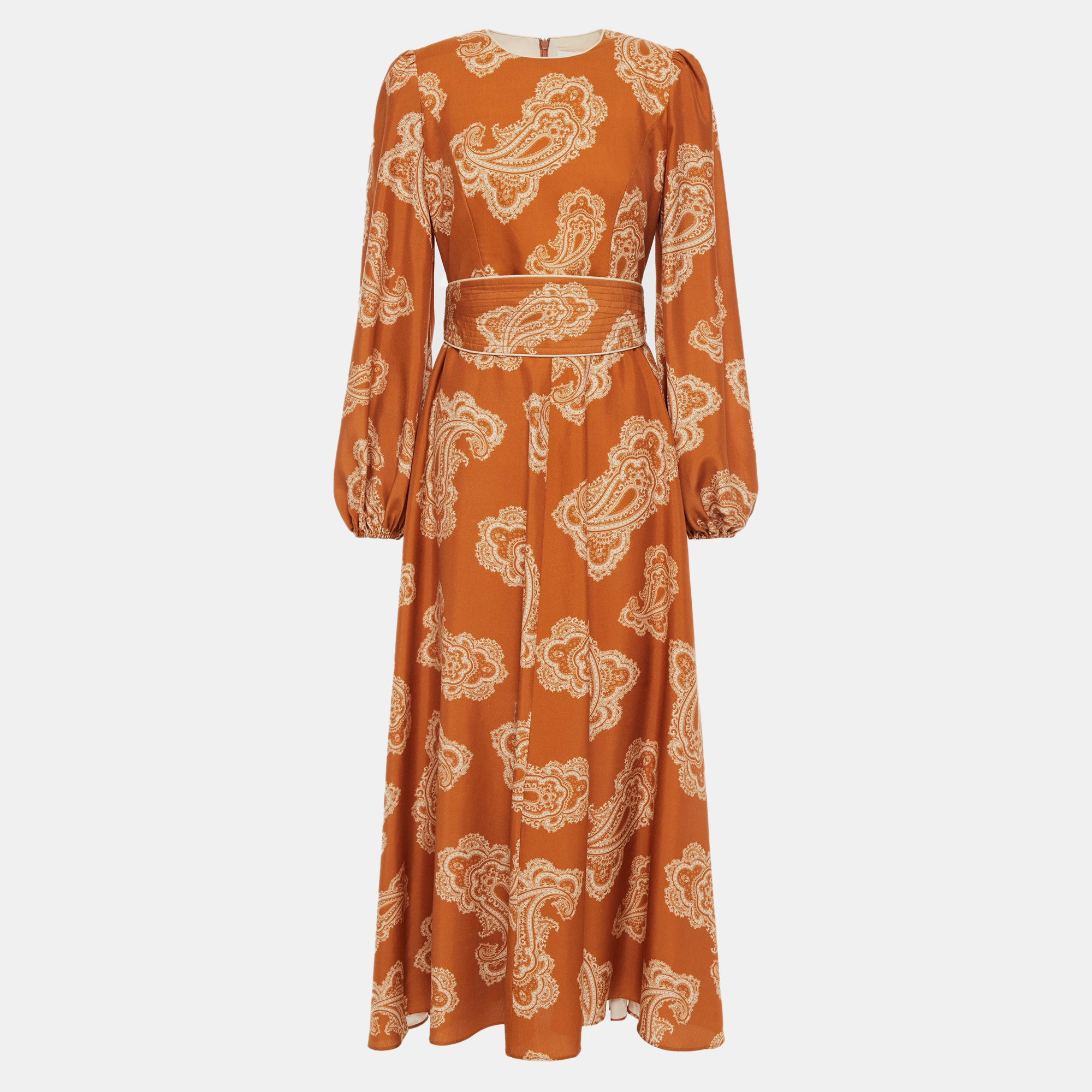 Zimmermann orange paisley silk maxi dress m