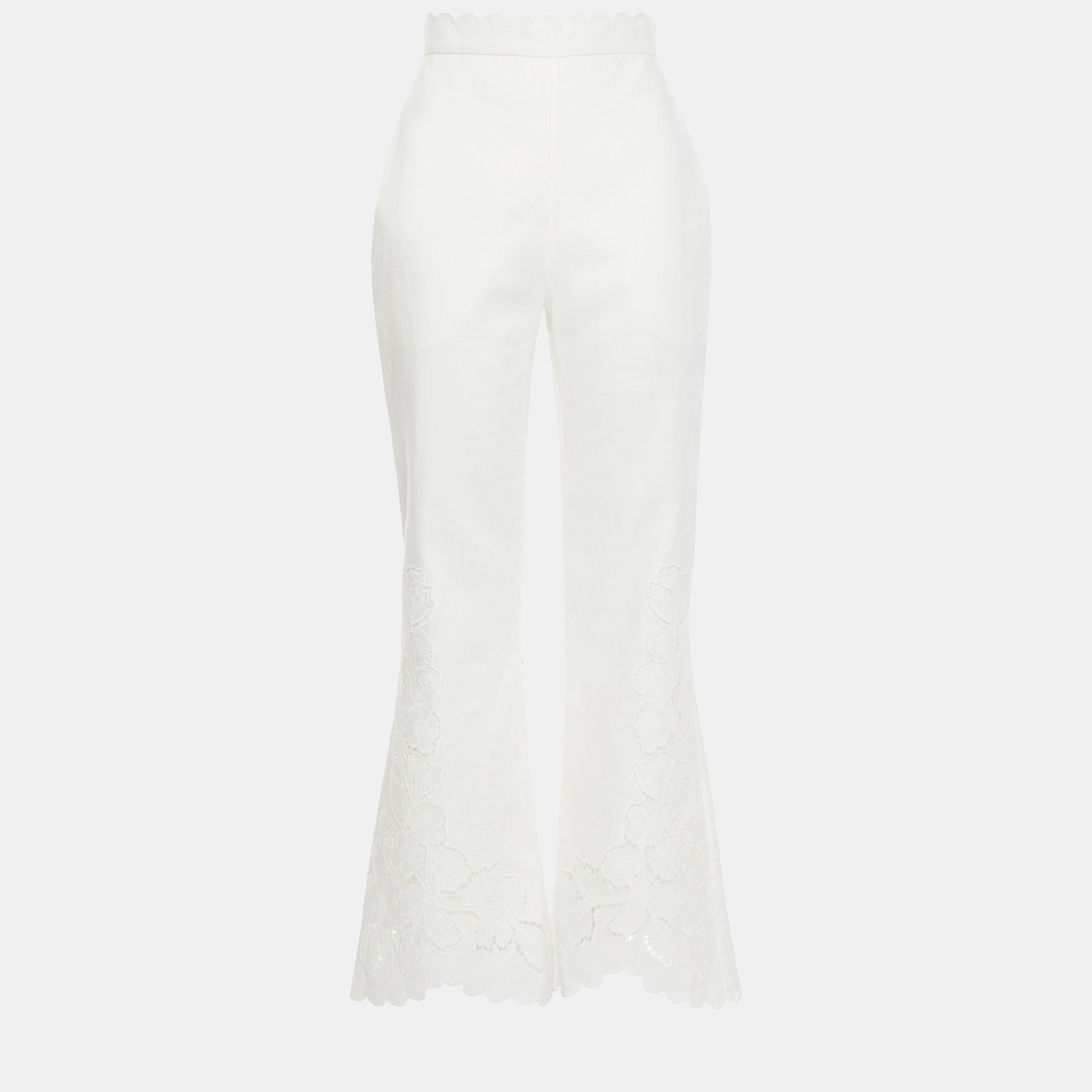 Zimmermann white linen scalloped pants m (2)