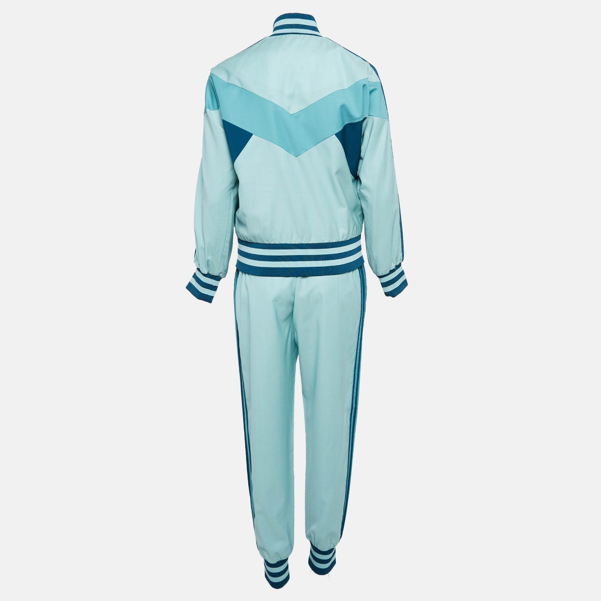 Zimmermann Blue Wool Colorblock Pattern Track Suit Set S