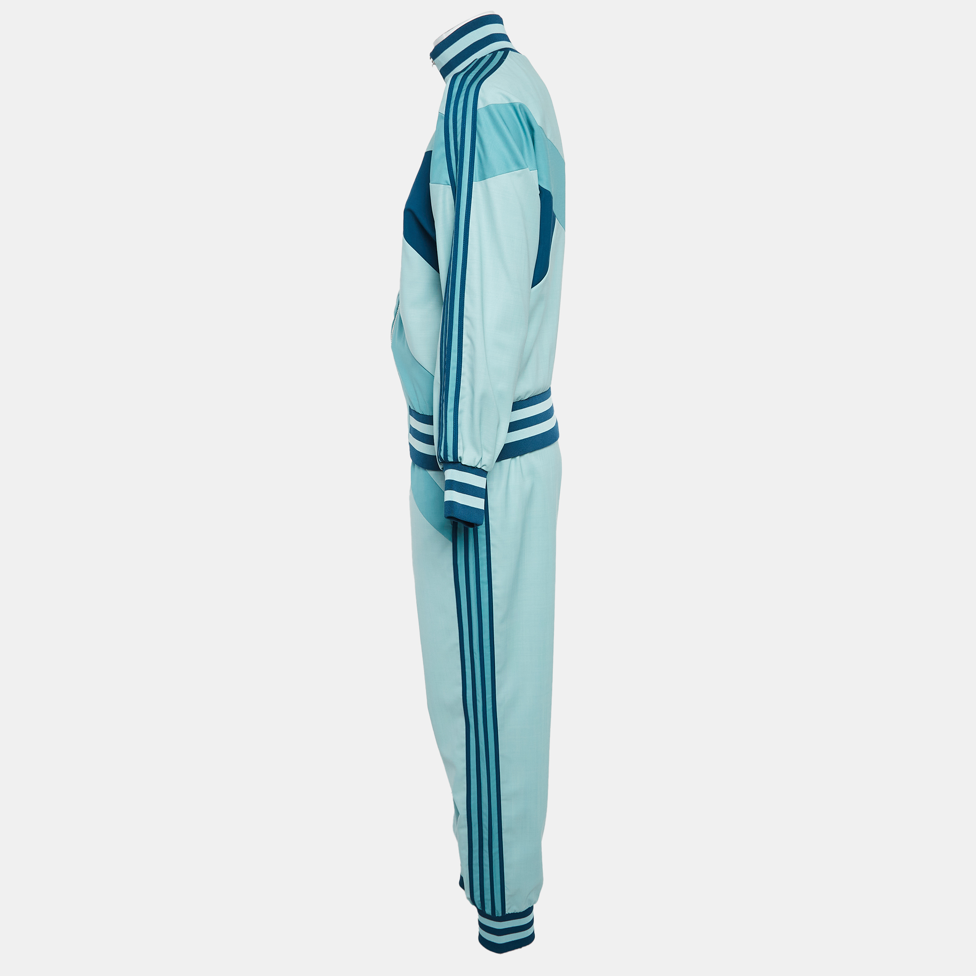 Zimmermann Blue Wool Colorblock Pattern Track Suit Set S