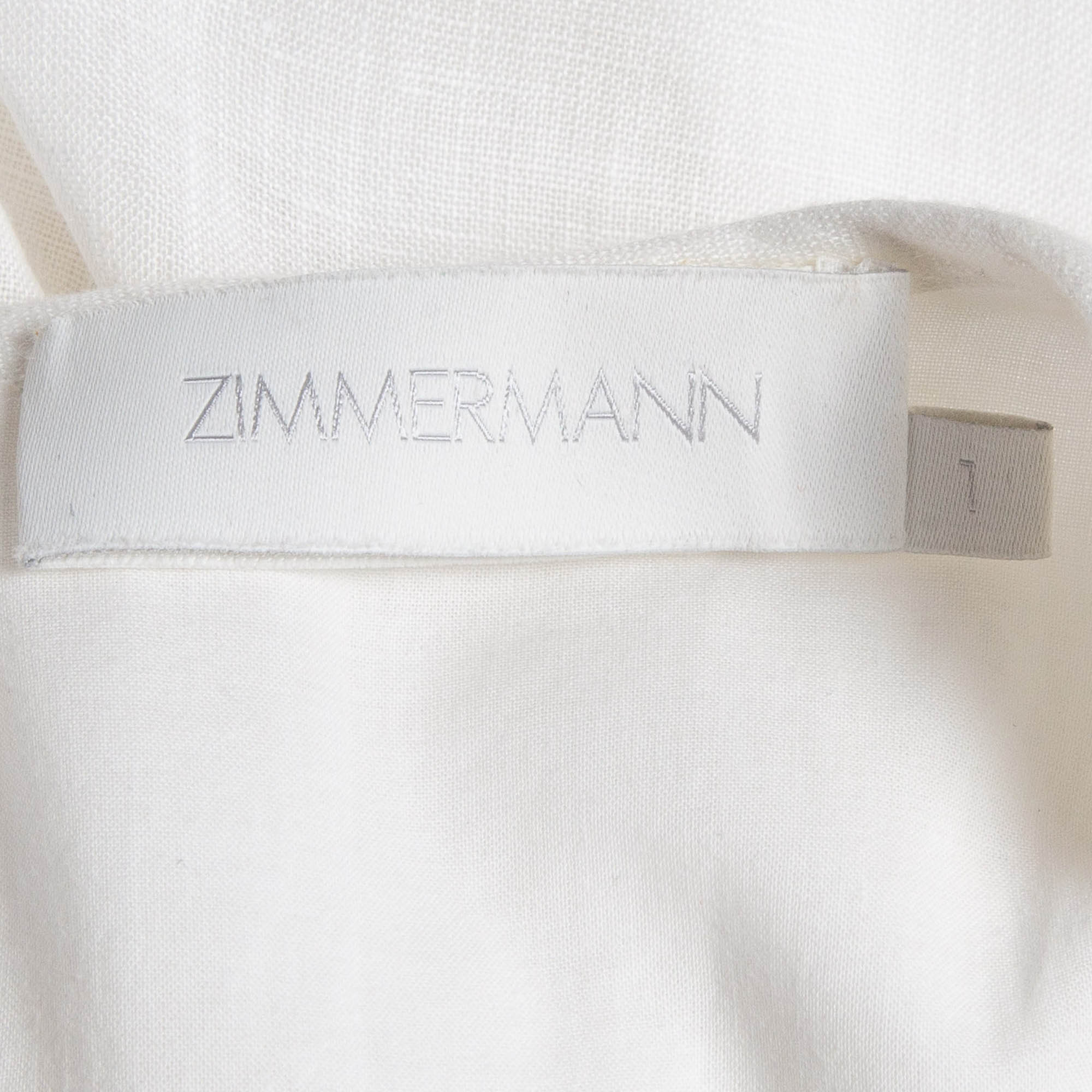 Zimmermann White Linen Belted Flared Maxi Dress M