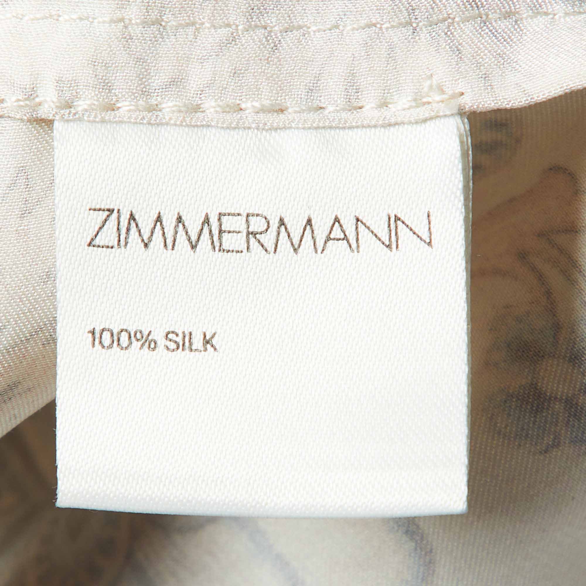 Zimmermann Beige Floral Print Wrap-Around Dress S