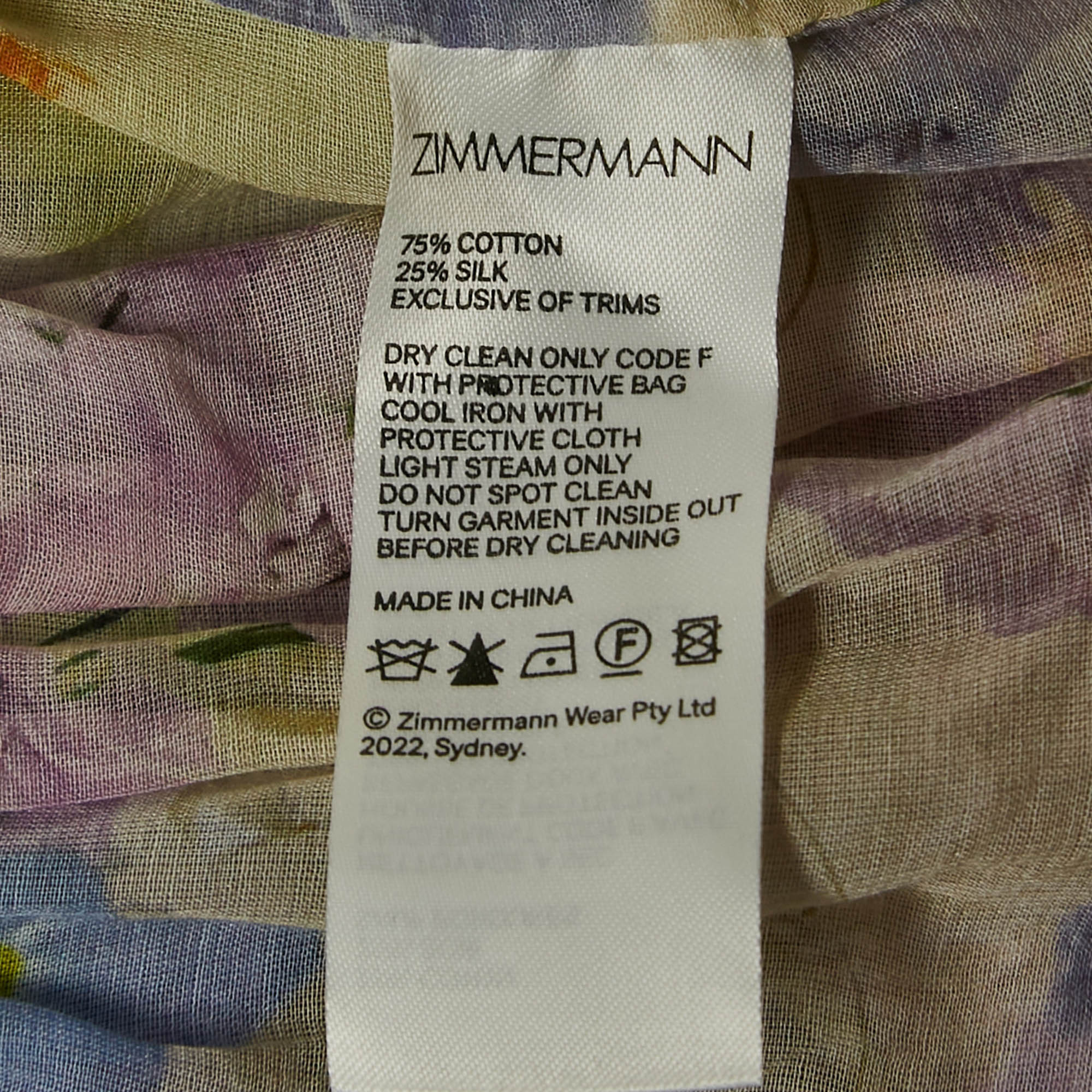 Zimmermann Multicolor Floral Print Mini Dress S