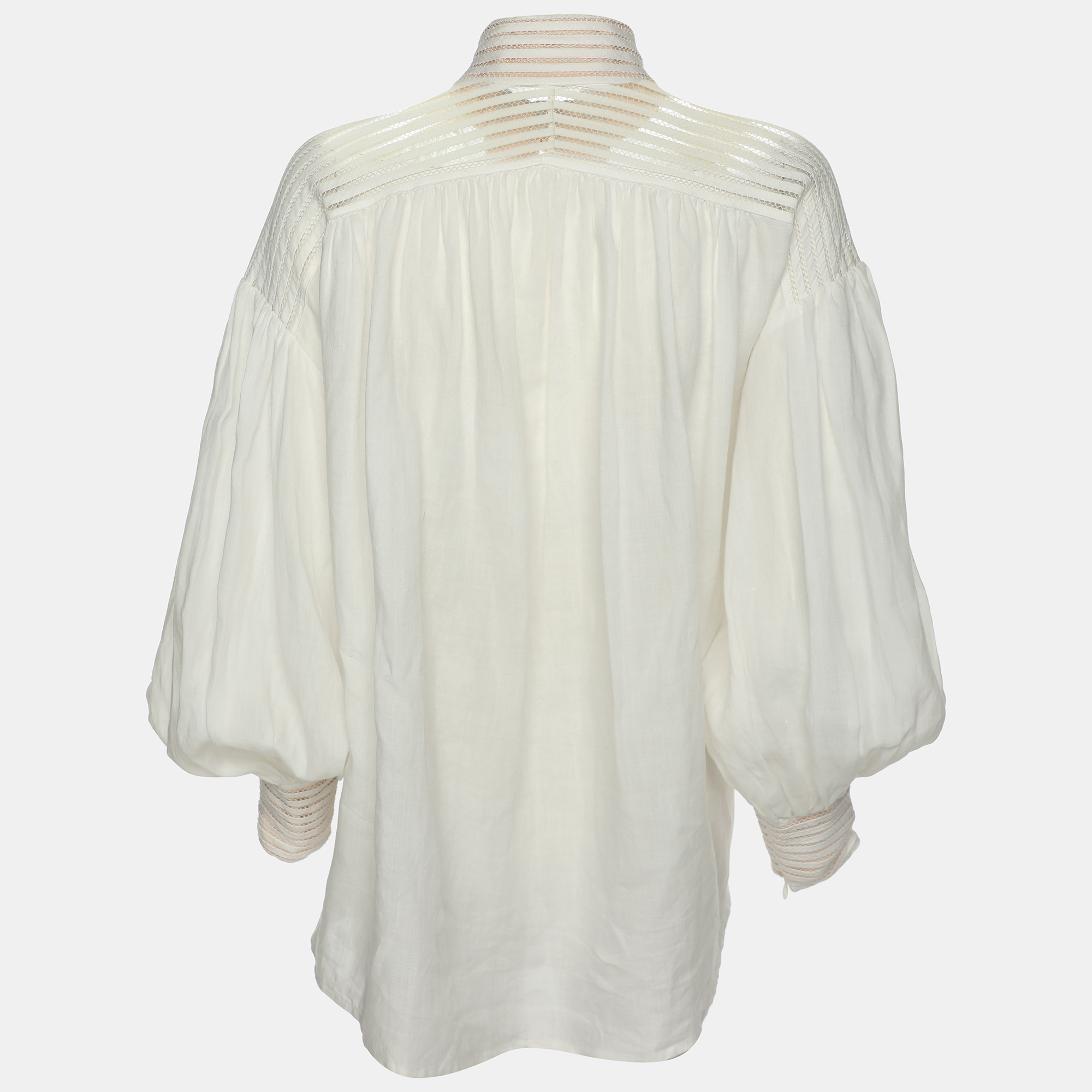 Zimmermann Ivory Ramie Corsage Linear Blouse L