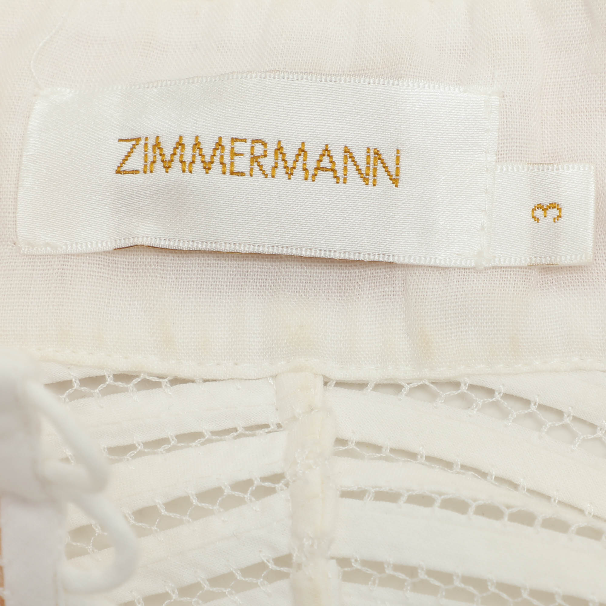 Zimmermann Ivory Ramie Corsage Linear Blouse L