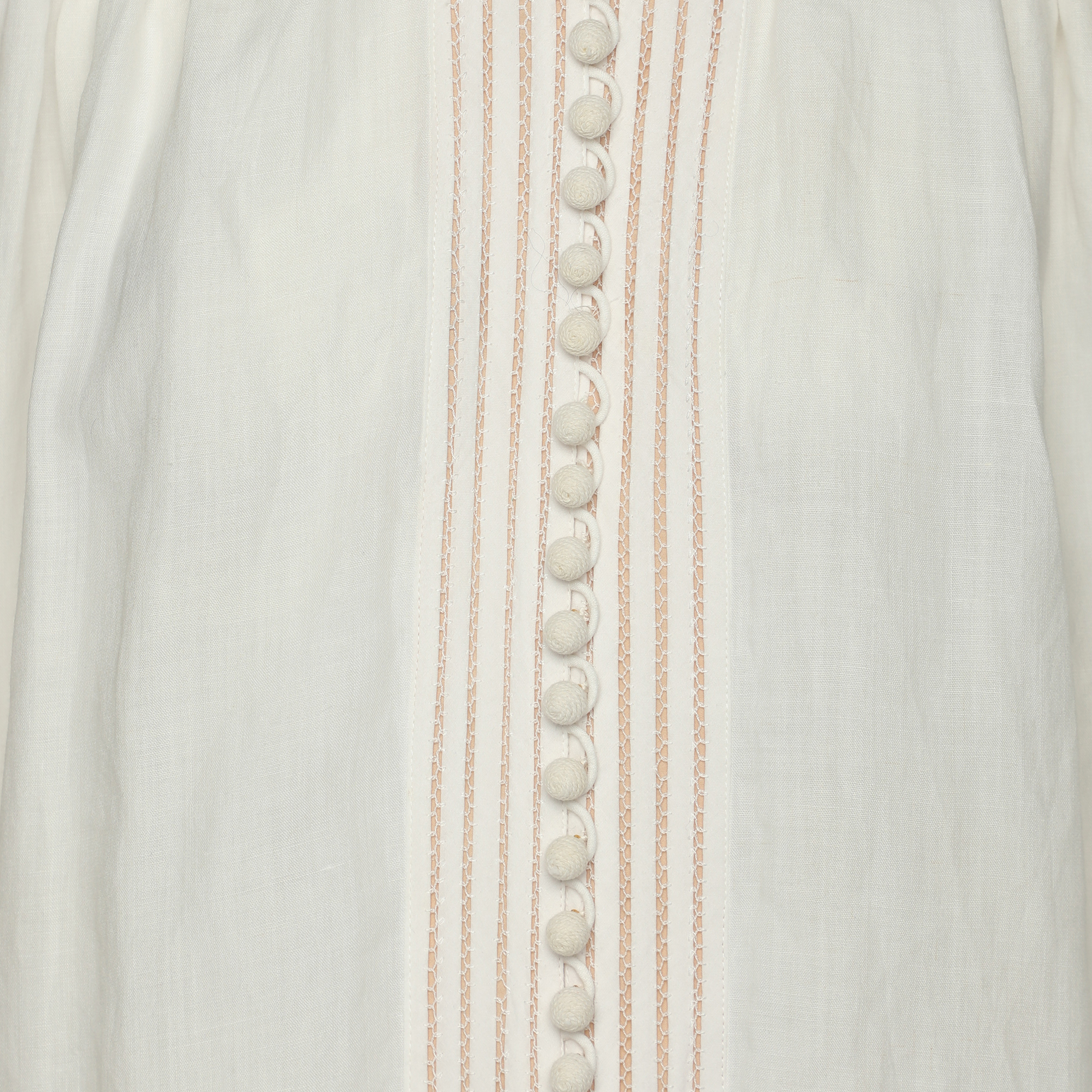 Zimmermann Ivory Ramie Corsage Linear Blouse L