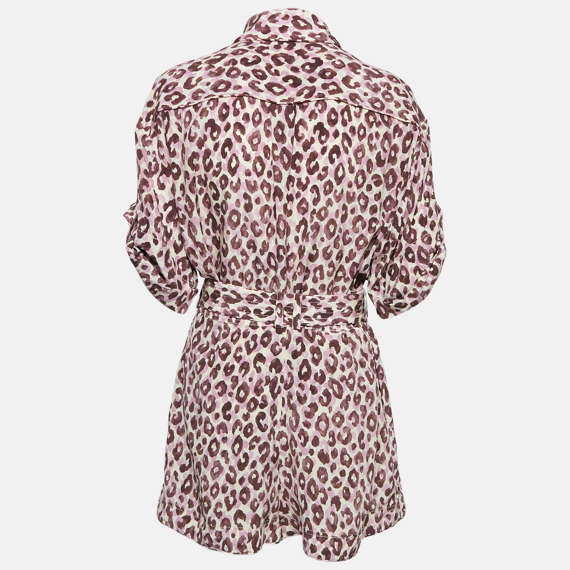 Zimmermann Purple Leopard Print Silk Shirt And Shorts Set M/L