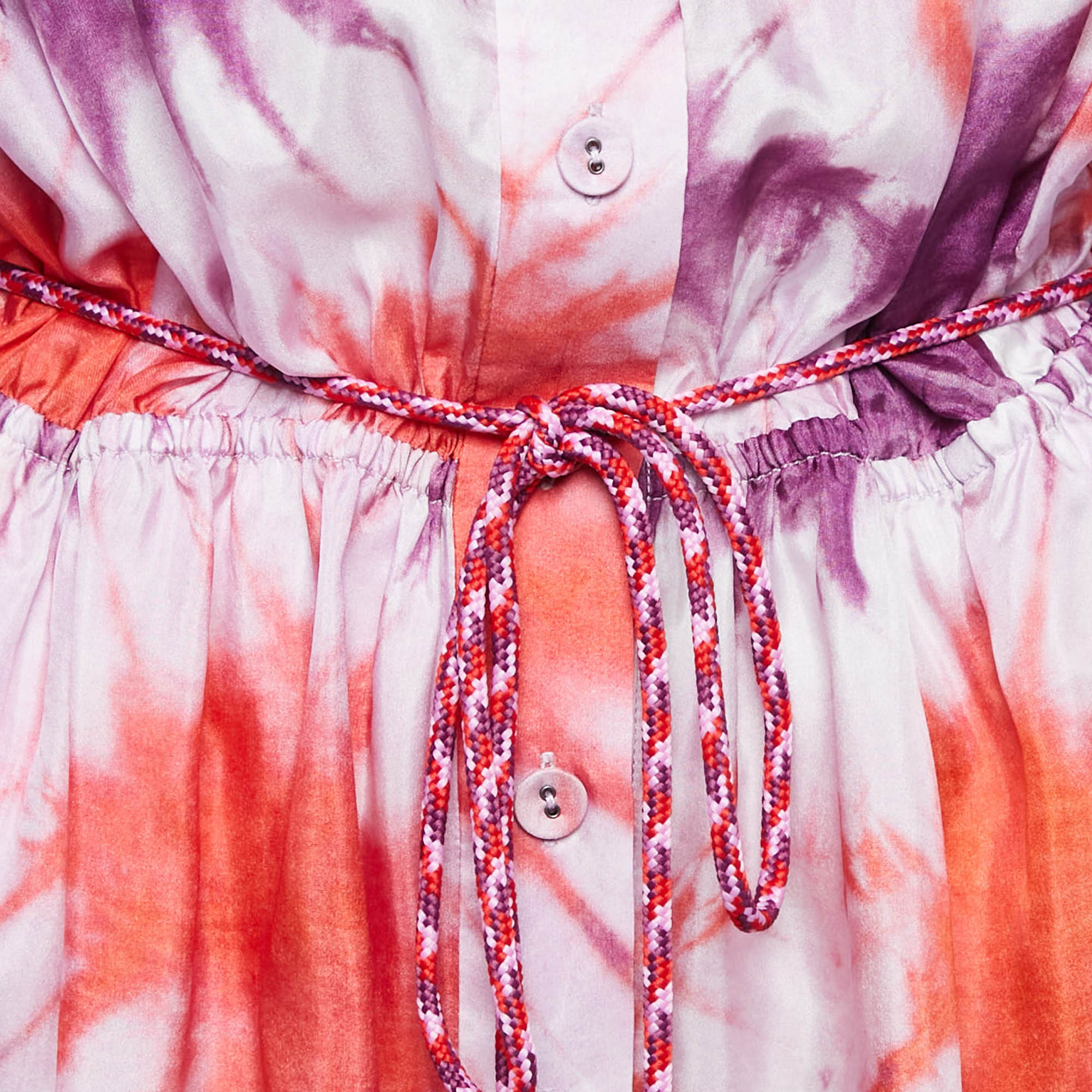 Zimmermann Purple/Red Tie-Dye Silk Belted Playsuit L