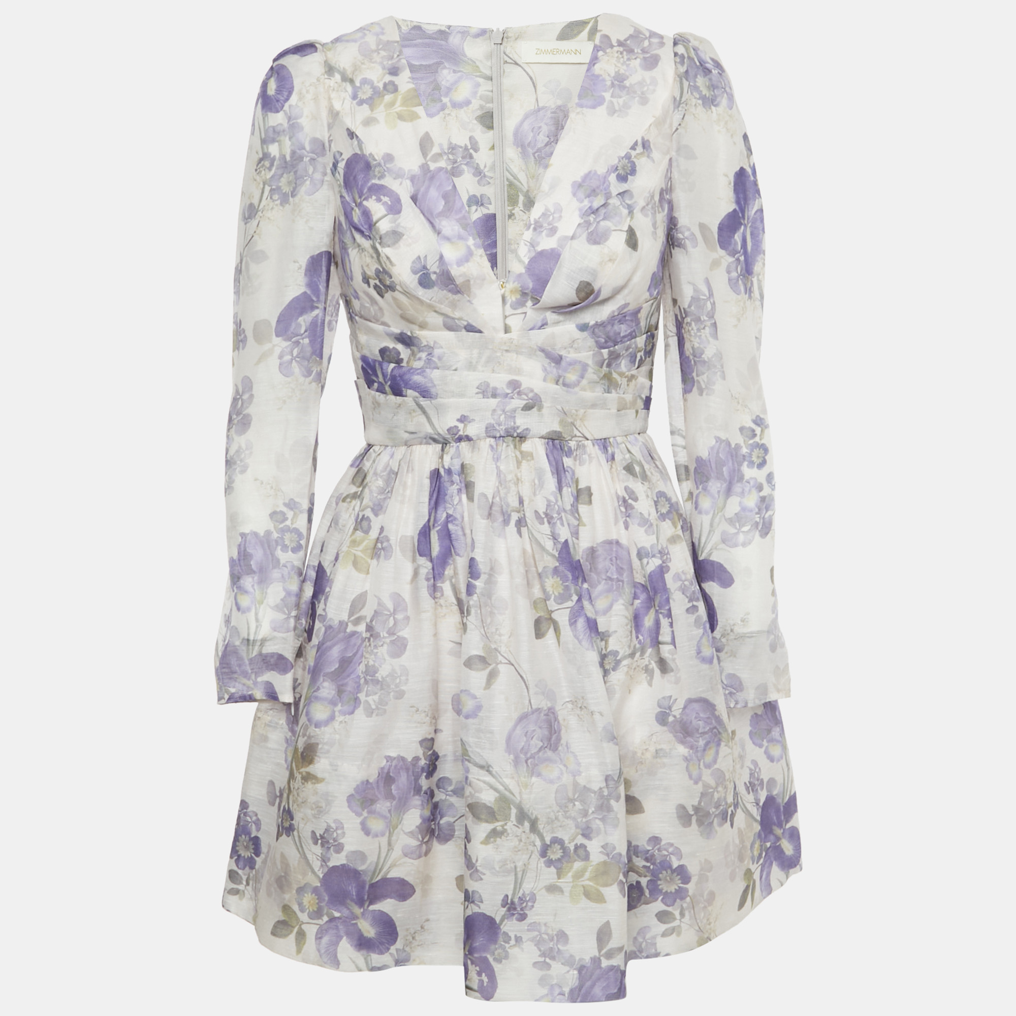 Zimmermann Purple Floral Print Linen and Silk Draped Mini Dress M
Zimmermann Purple Floral Print Linen and Silk Draped Mini Dress M