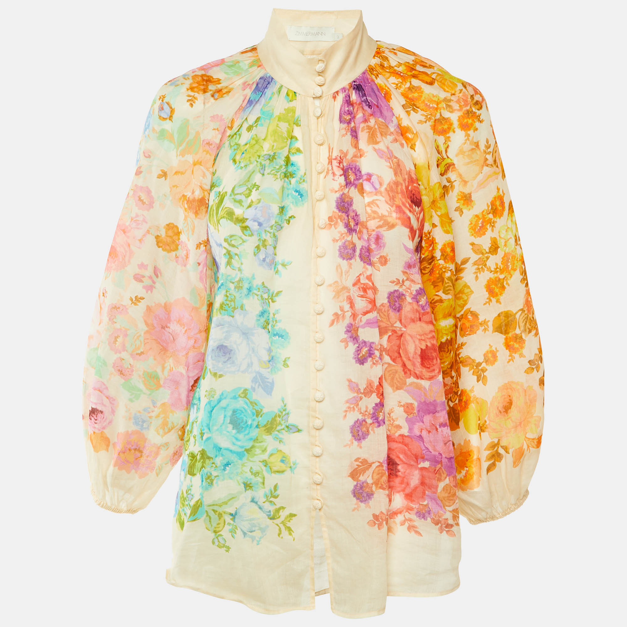 Zimmermann Multicolor Floral Print Ramie Raie Billow Blouse M
Zimmermann Multicolor Floral Print Ramie Raie Billow Blouse M