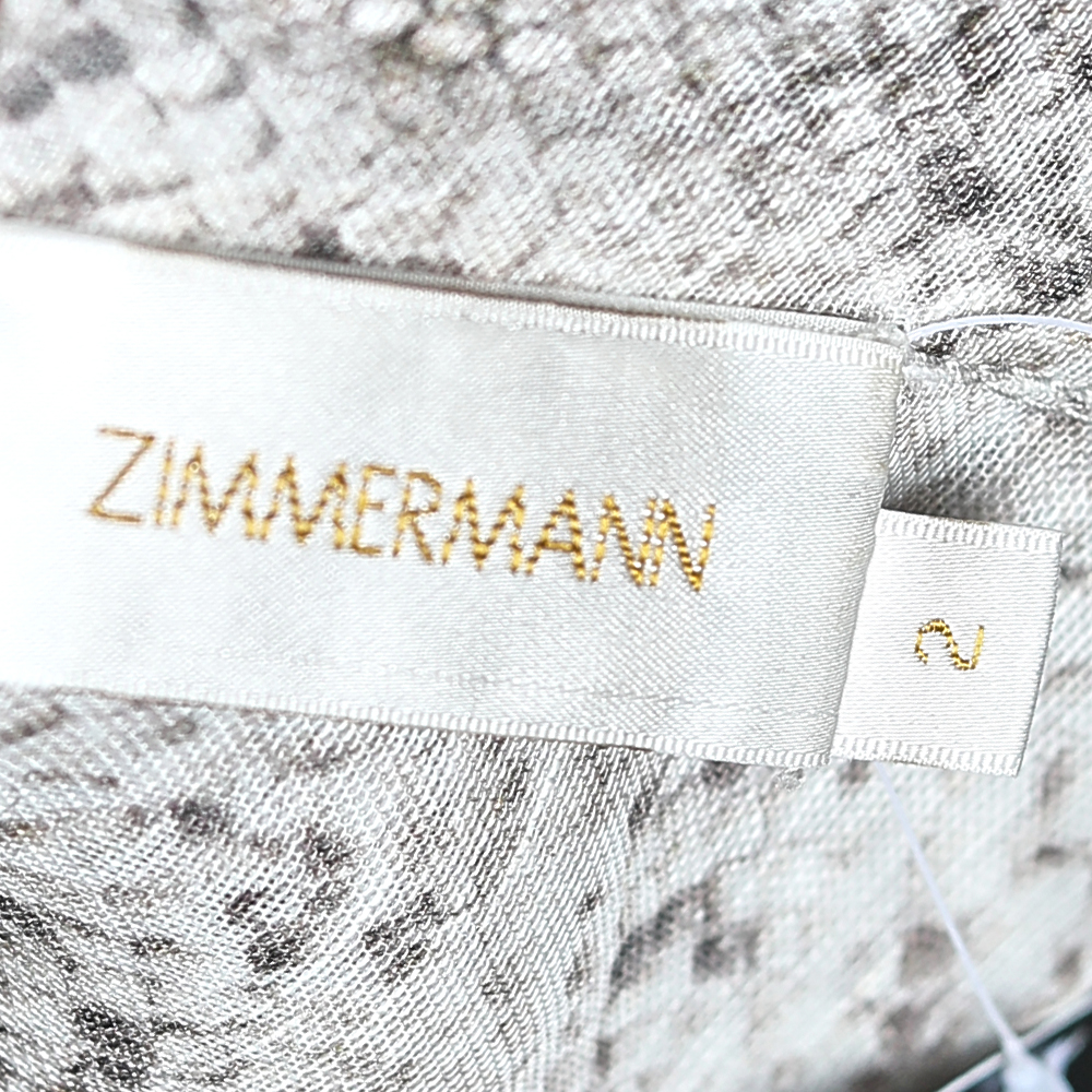 Zimmermann Beige Snake Printed Linen & Silk Corsage Safari Shirt S