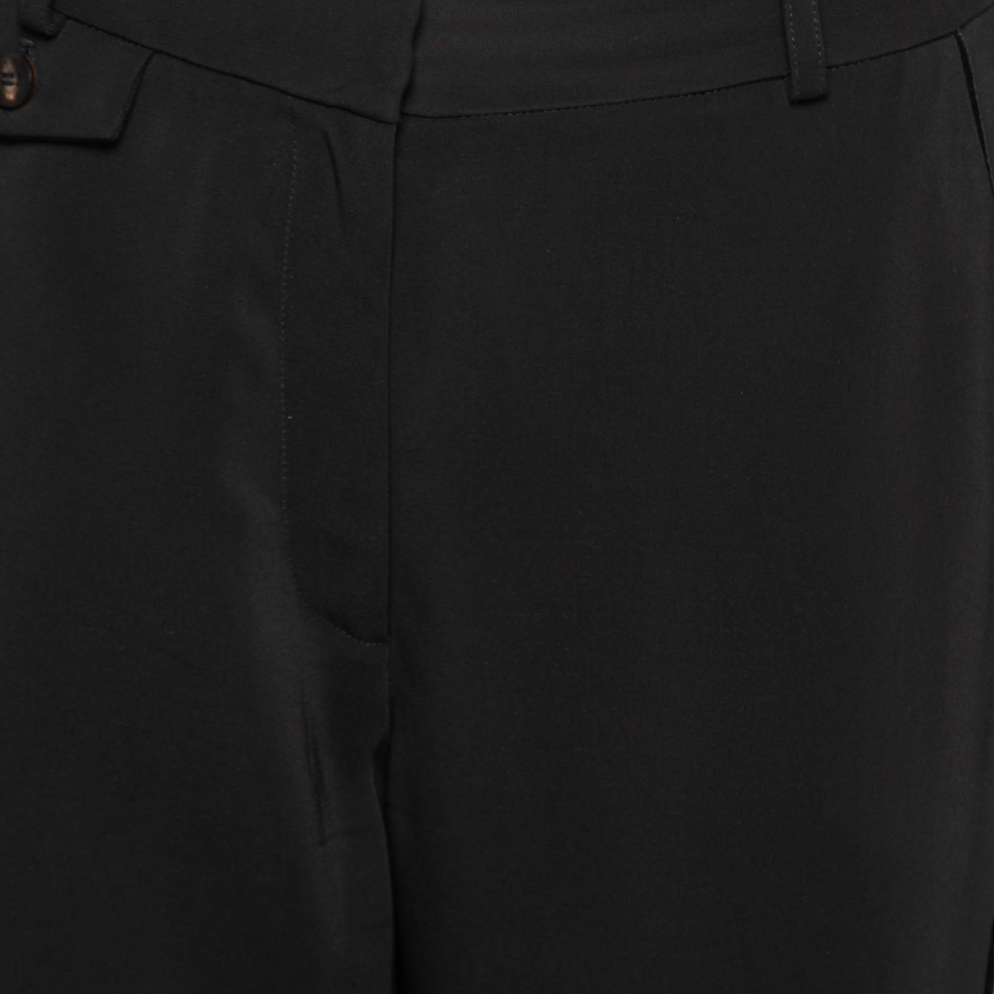 Zimmermann Black Crepe Velvet Trim Detail Tapered Trousers M