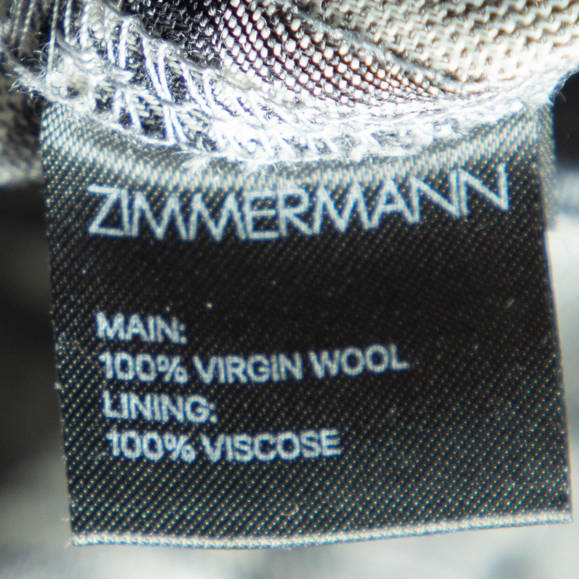 Zimmermann Grey Checkered Wool Paperbag Waist Trousers L