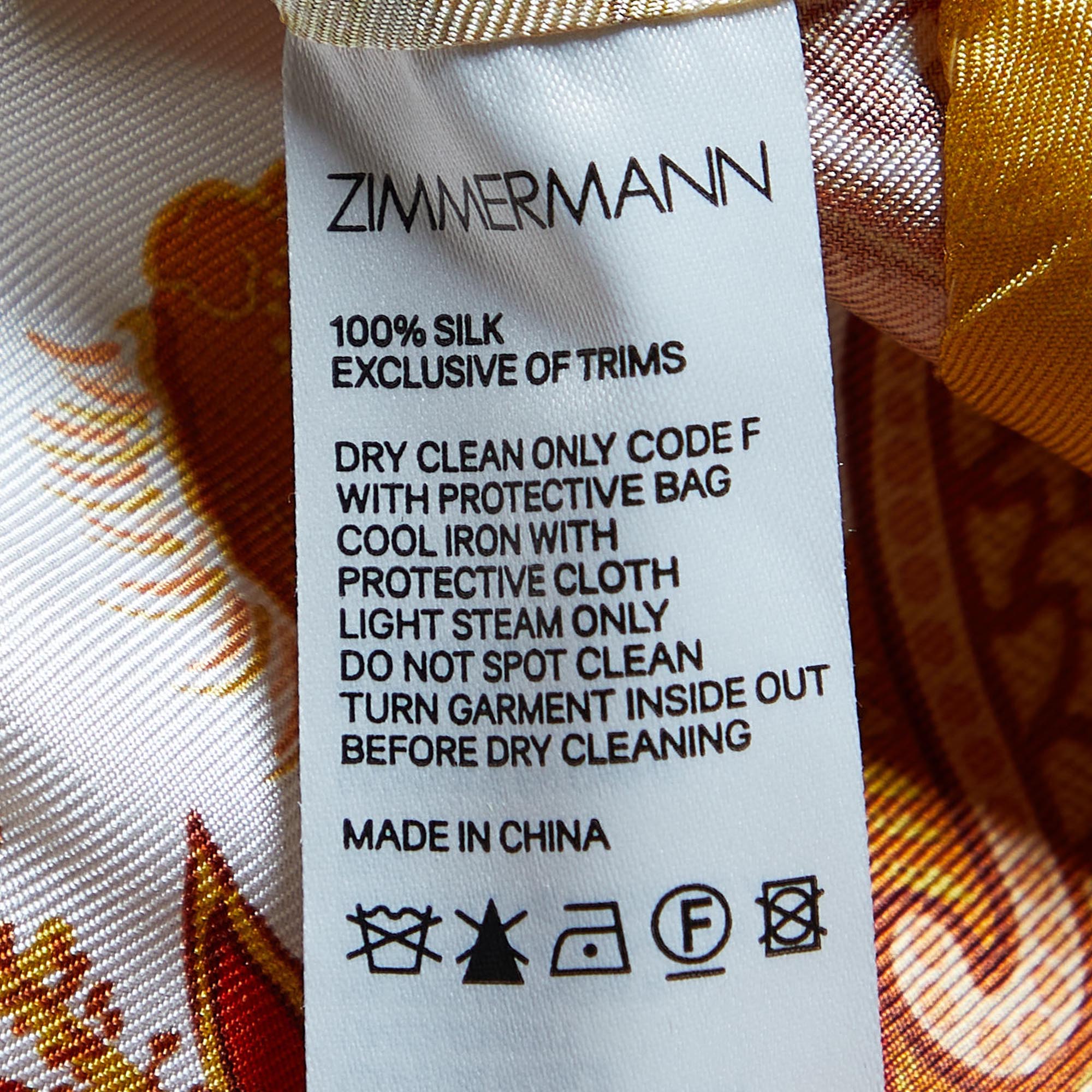Zimmermann White Floral Printed Silk High Low Hem Mini Skirt S