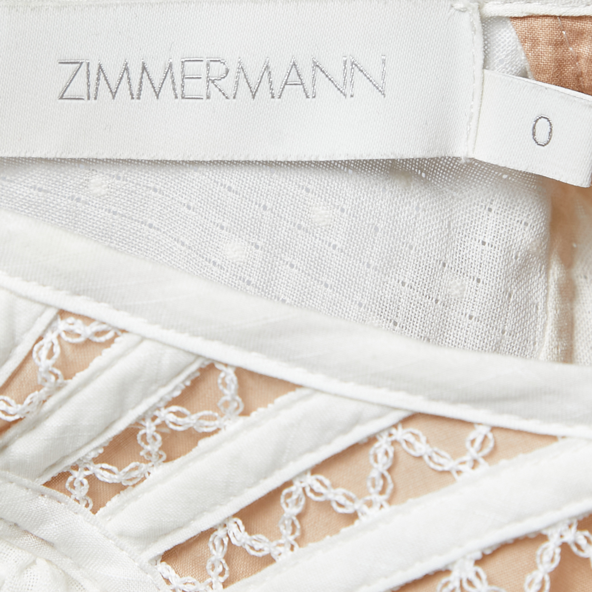 Zimmermann White Cotton & Lace Ruffled Mini Dress S