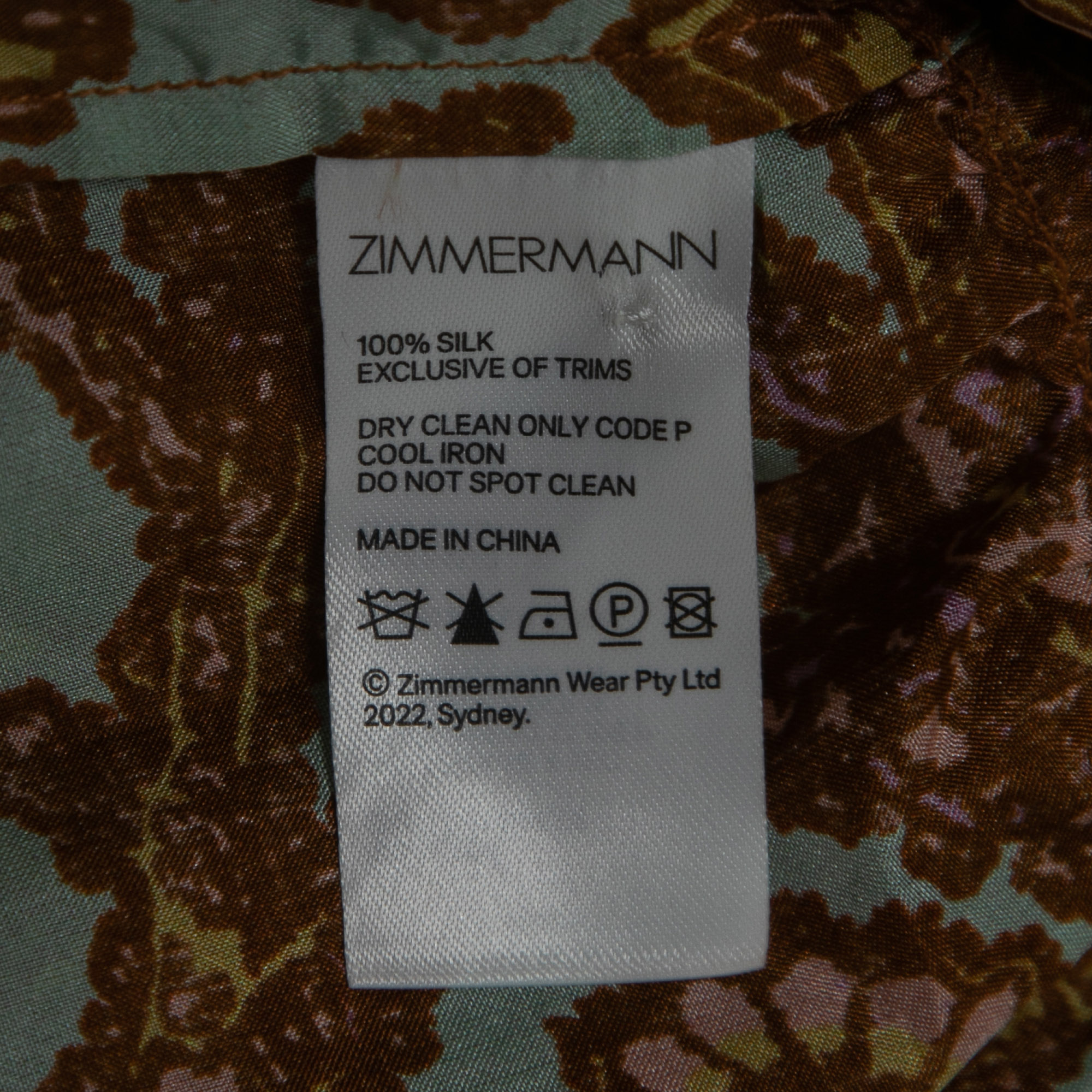 Zimmermann Brown All-Over Print Silk Sleeveless Ruffled Mini Dress L